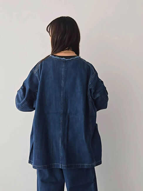 Samansa Mos2「デニムカバーオール」|ブルゾン・スタジャン|