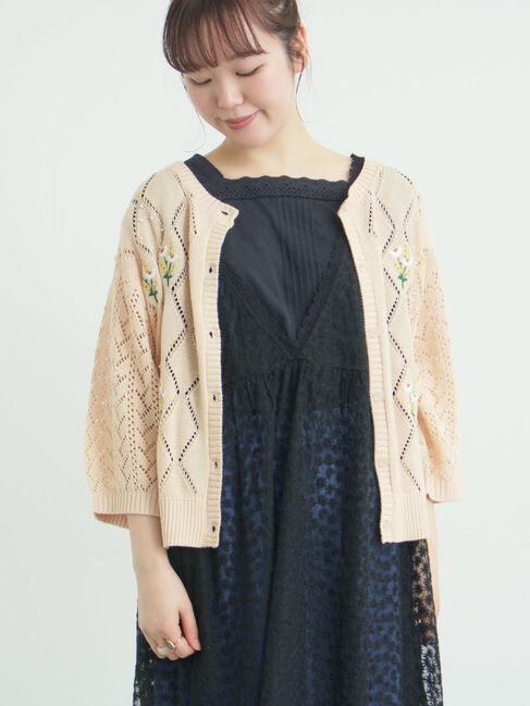 Samansa Mos2「ビーズ花刺繍カーディガン」|カーディガン|