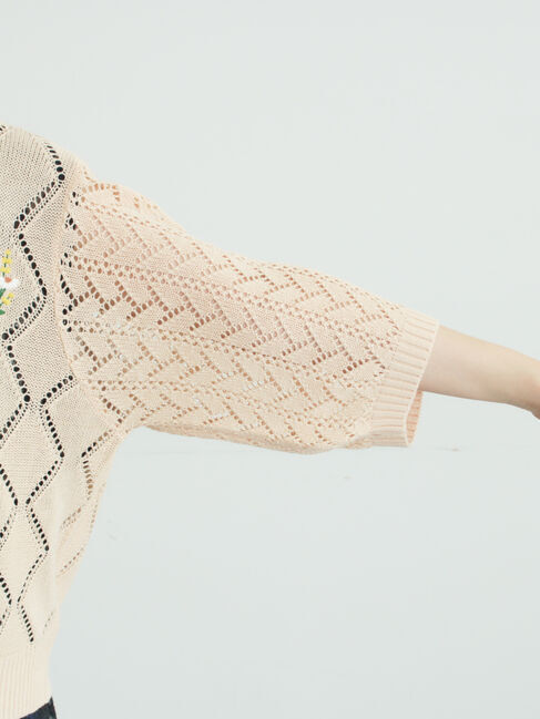 Samansa Mos2「ビーズ花刺繍カーディガン」|カーディガン|