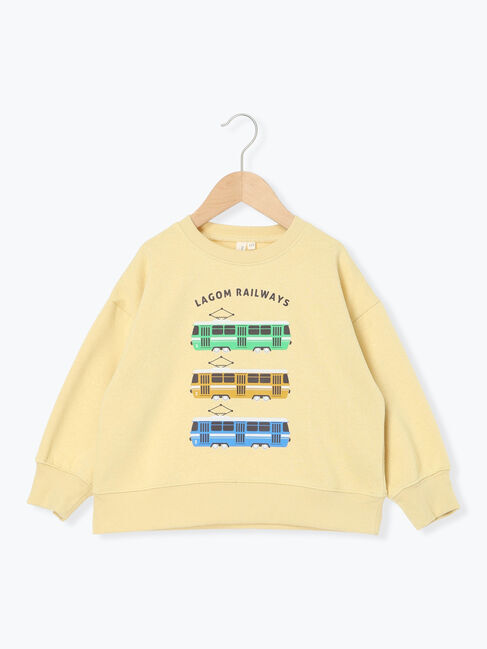 Samansa Mos2 Lagom「電車プリント裏起毛トレーナー」|Tシャツ・カットソー|イエロー