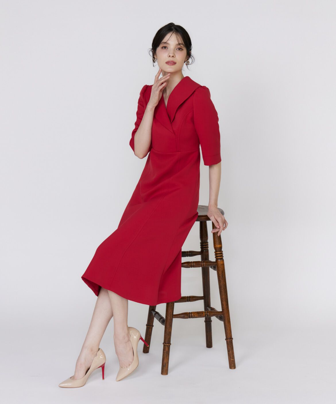 Maglie le cassetto「《M Maglie le cassetto》ショールカラーワンピース」|ワンピース|