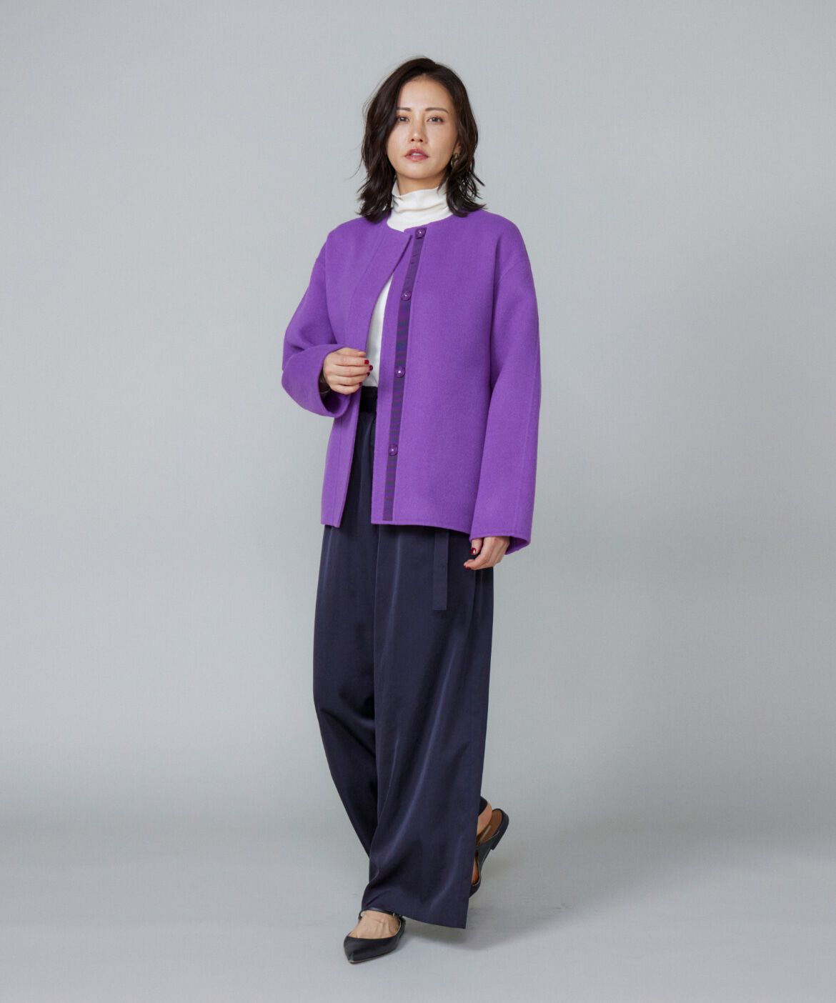 Le Souk「クルーネックリバーコート」|ピーコート|