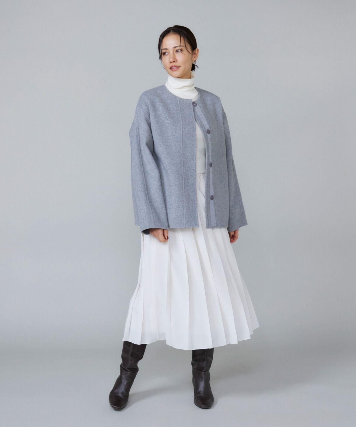 Le Souk「クルーネックリバーコート」|ピーコート|