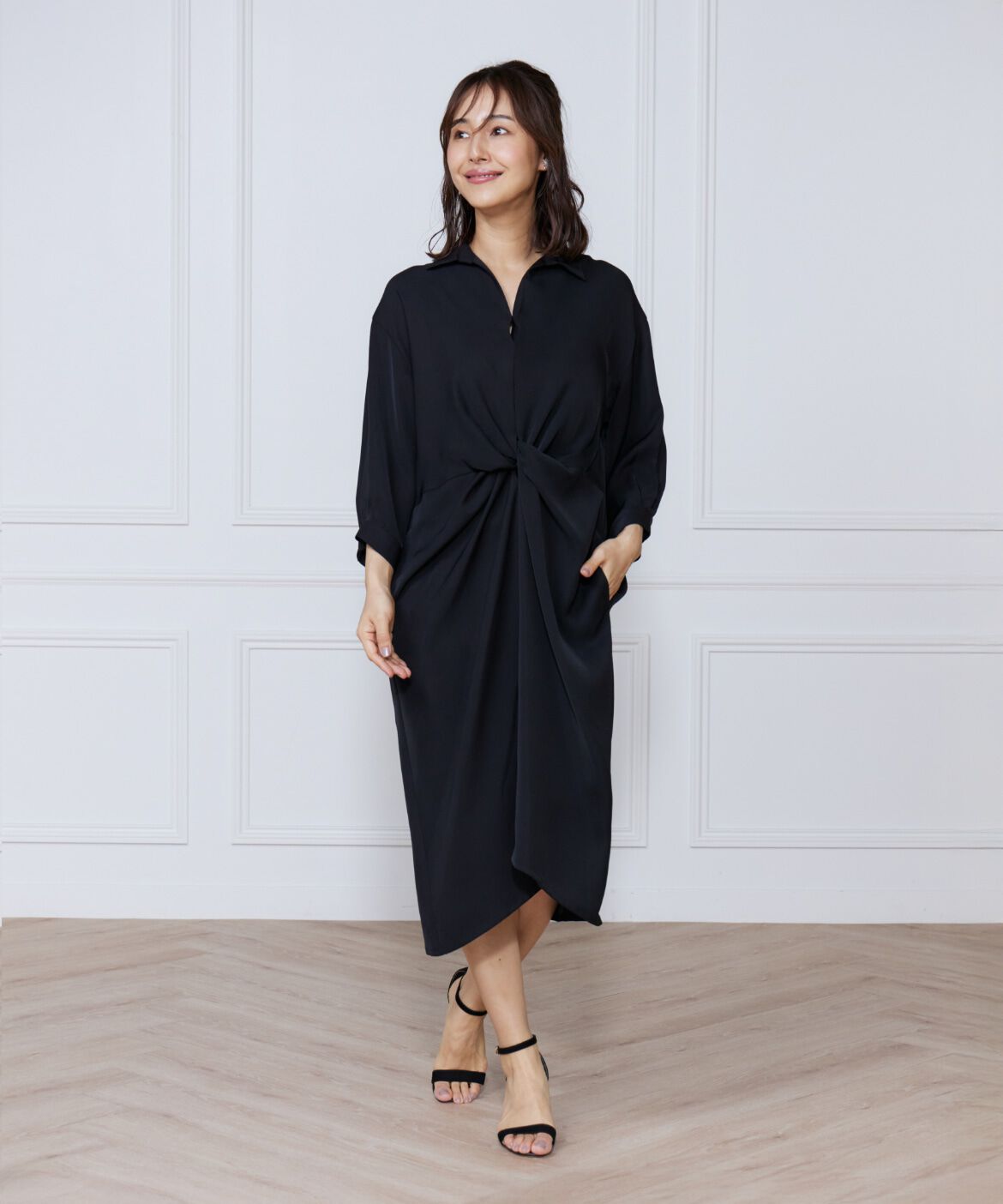 ef-de Black「サテンツイストワンピース」|ワンピース|