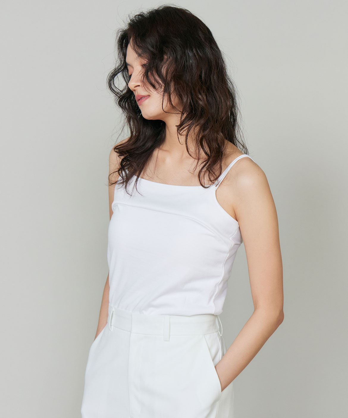 INED「《大きいｻｲｽﾞ》ｽﾋﾞﾝMIXｺｯﾄﾝｻﾃﾝ切り替えｷｬﾐｿｰﾙ《ｽ 」|キャミソール|