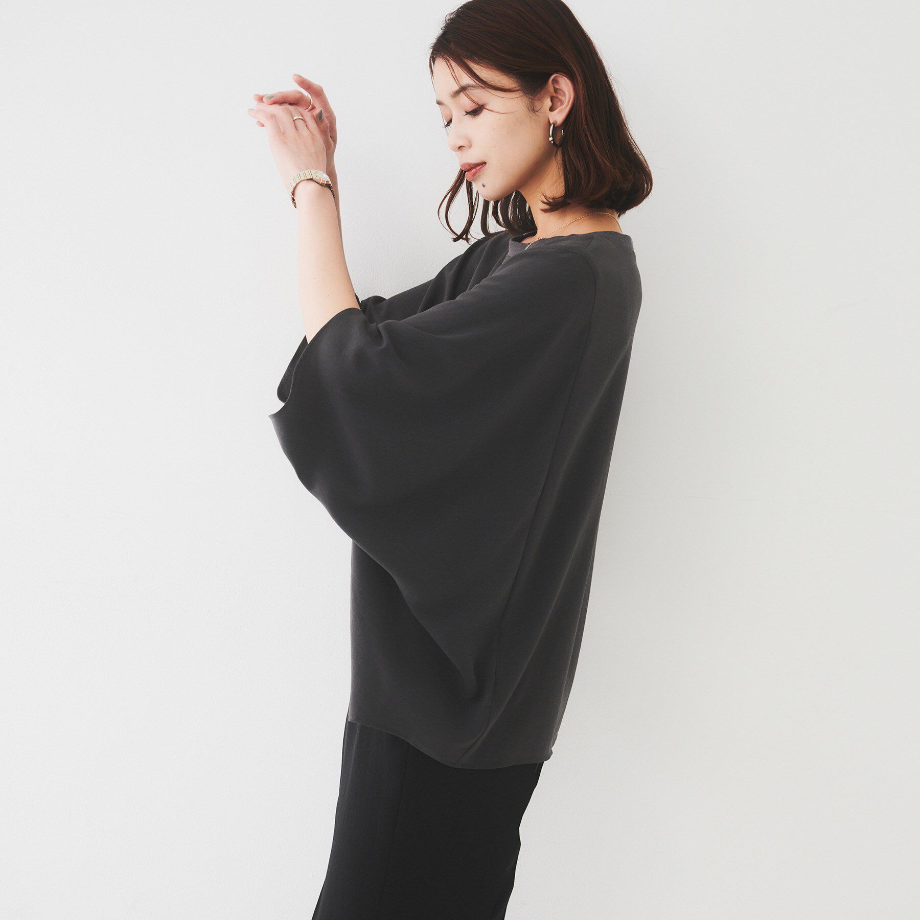 UNTITLED「【UVカット/接触冷感/吸水速乾/ストレッチ性】ドルマンプルオーバー」|Tシャツ・カットソー|