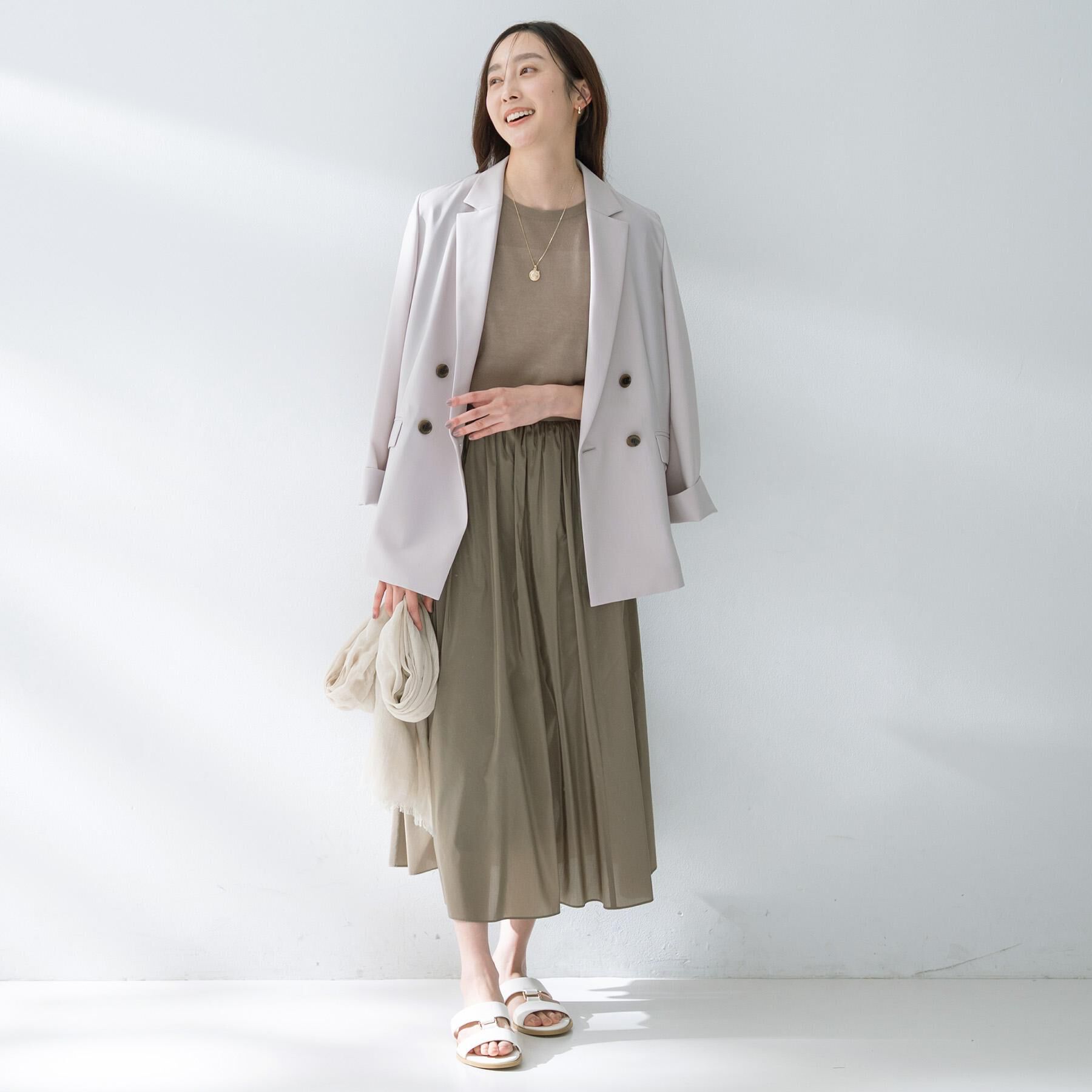 UNTITLED「【接触冷感/UVカット/洗える】エアリー ダブルブレストジャケット」|テーラードジャケット|