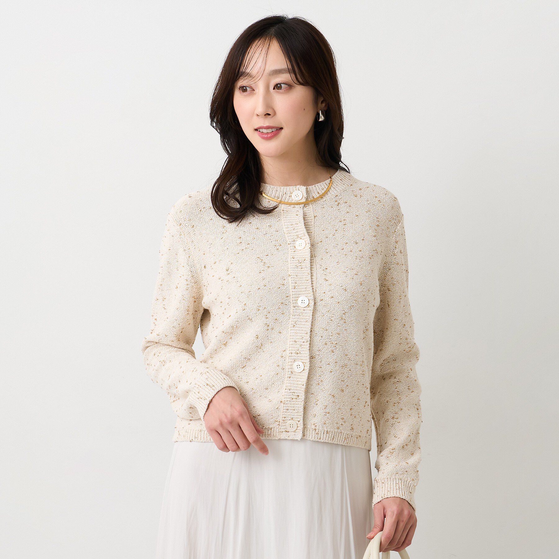 UNTITLED「【洗える/すっきり丈】ラメノット ニットカーディガン」|カーディガン|