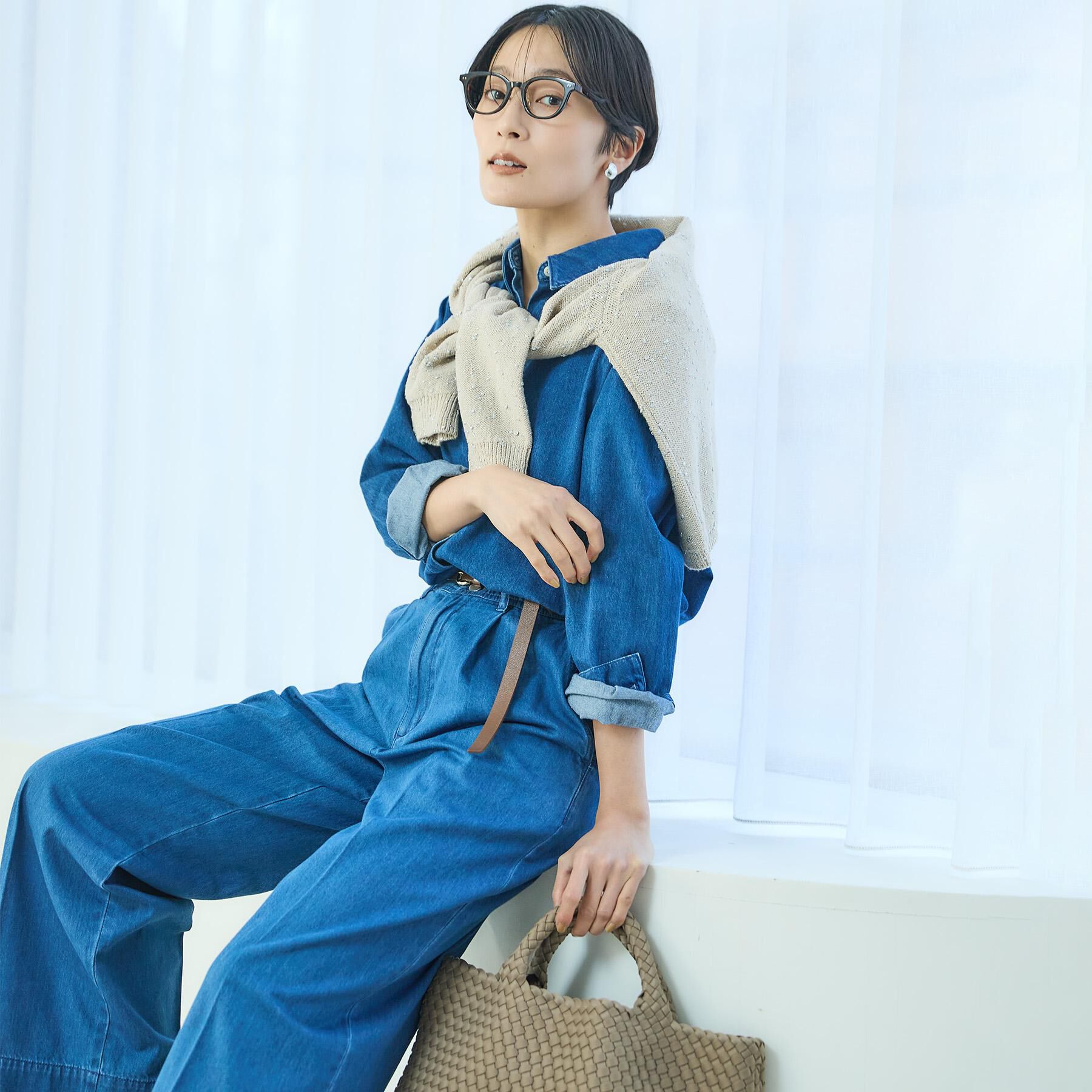 UNTITLED「【セットアップ可/ボウタイ】ライトウェイトデニムブラウス」|シャツ・ブラウス|