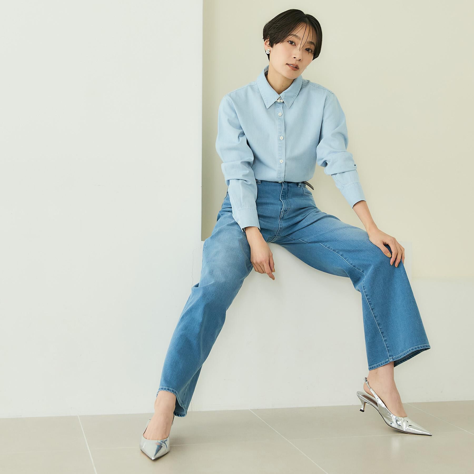 UNTITLED「【セットアップ可/ボウタイ】ライトウェイトデニムブラウス」|シャツ・ブラウス|