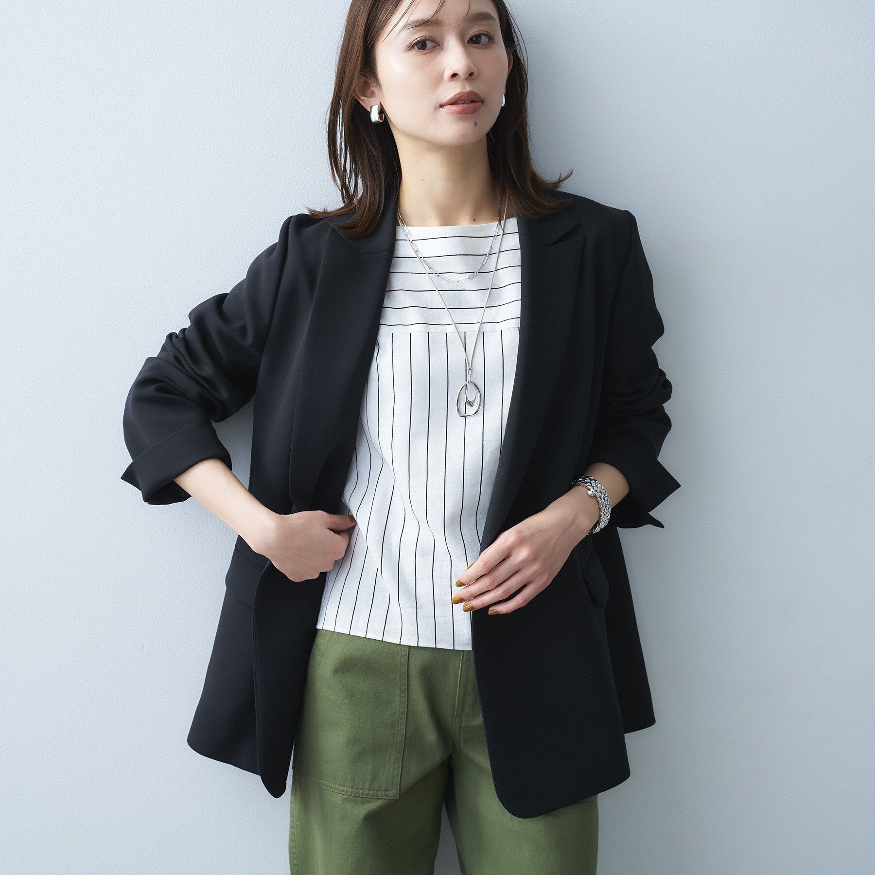 UNTITLED「【洗える/ストレッチ性】ダブルブレストジャケット」|テーラードジャケット|