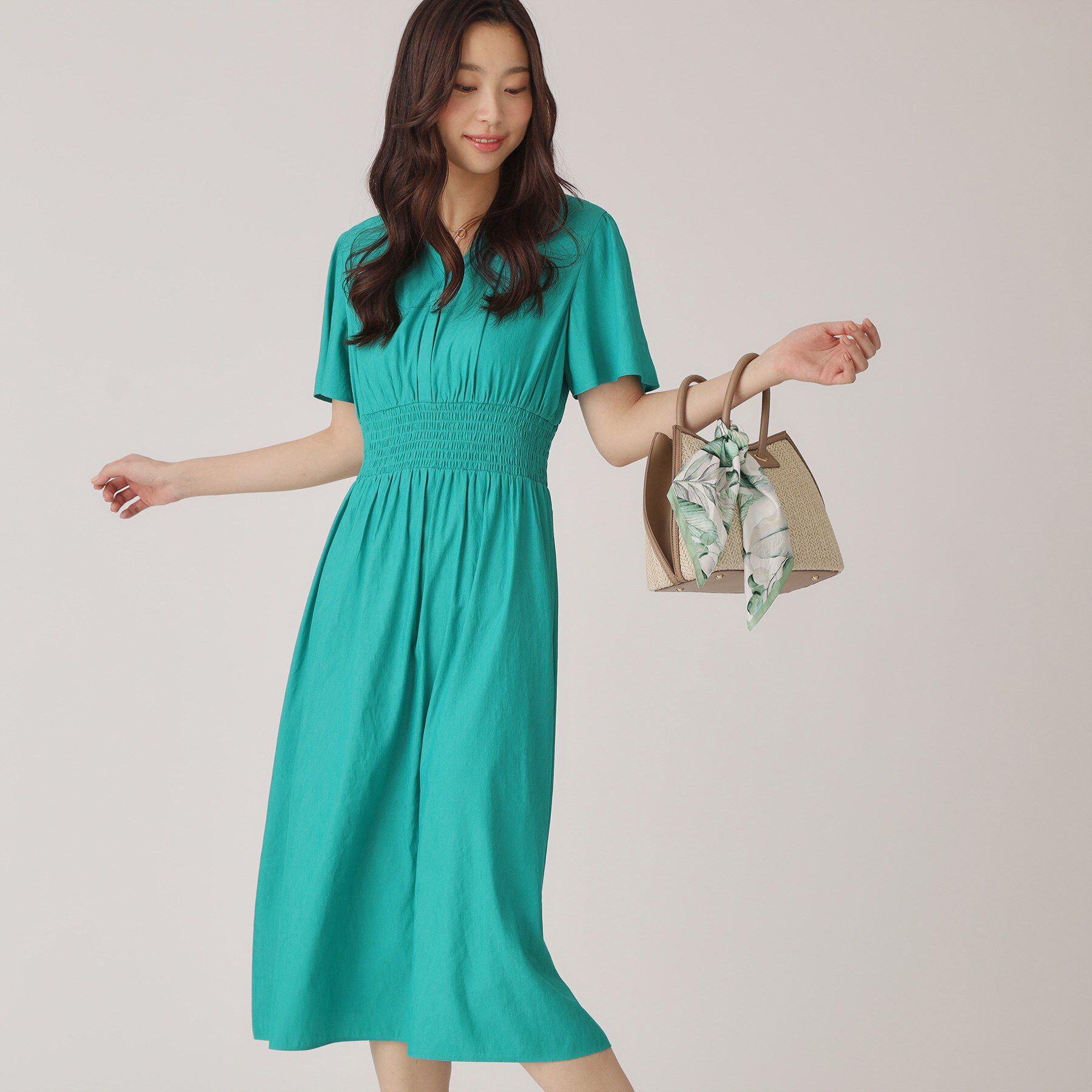 COUP DE CHANCE「【洗える／裏なし】ゴムシャーリングデザインのワンピース」|ワンピース|