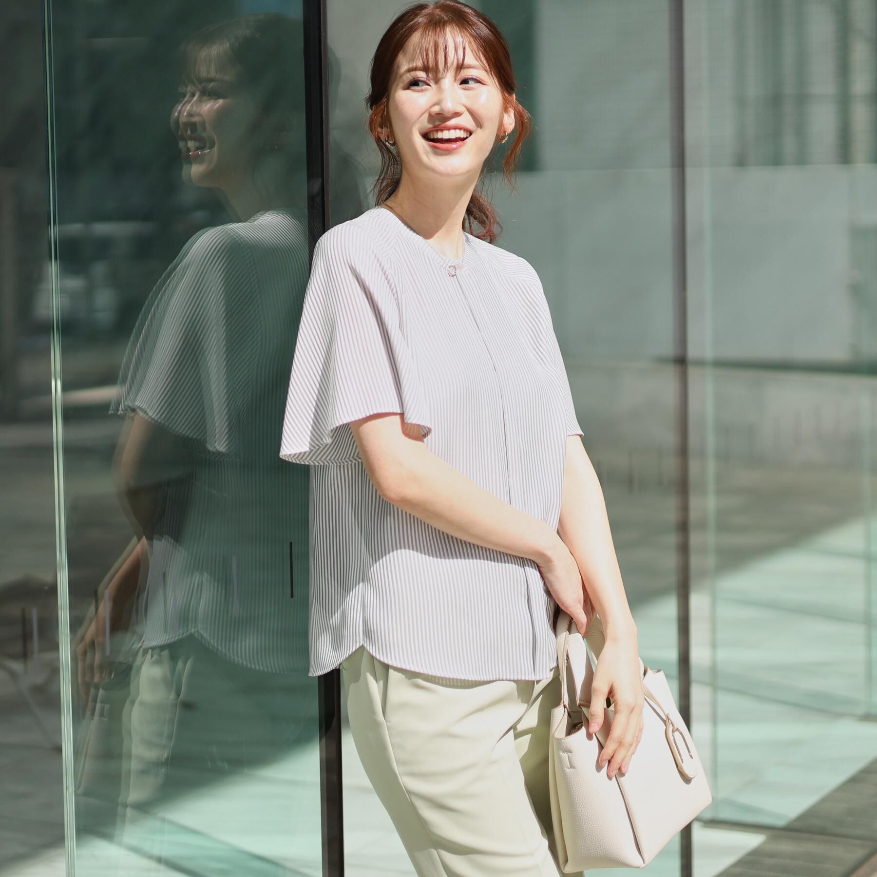 COUP DE CHANCE「【洗える／ストライプ柄】フレア袖ブラウス」|シャツ・ブラウス|