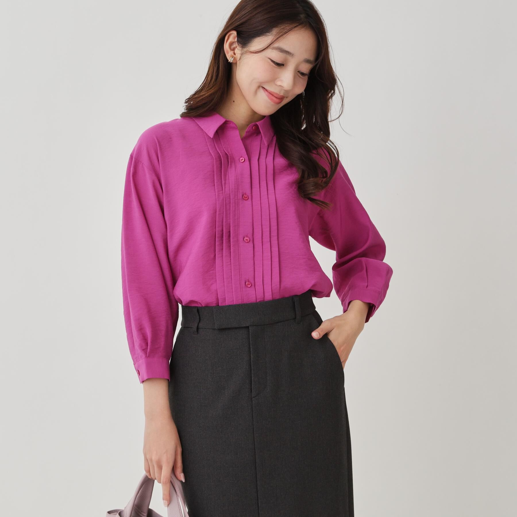 COUP DE CHANCE「【手洗い可】タックデザインブラウス」|シャツ・ブラウス|