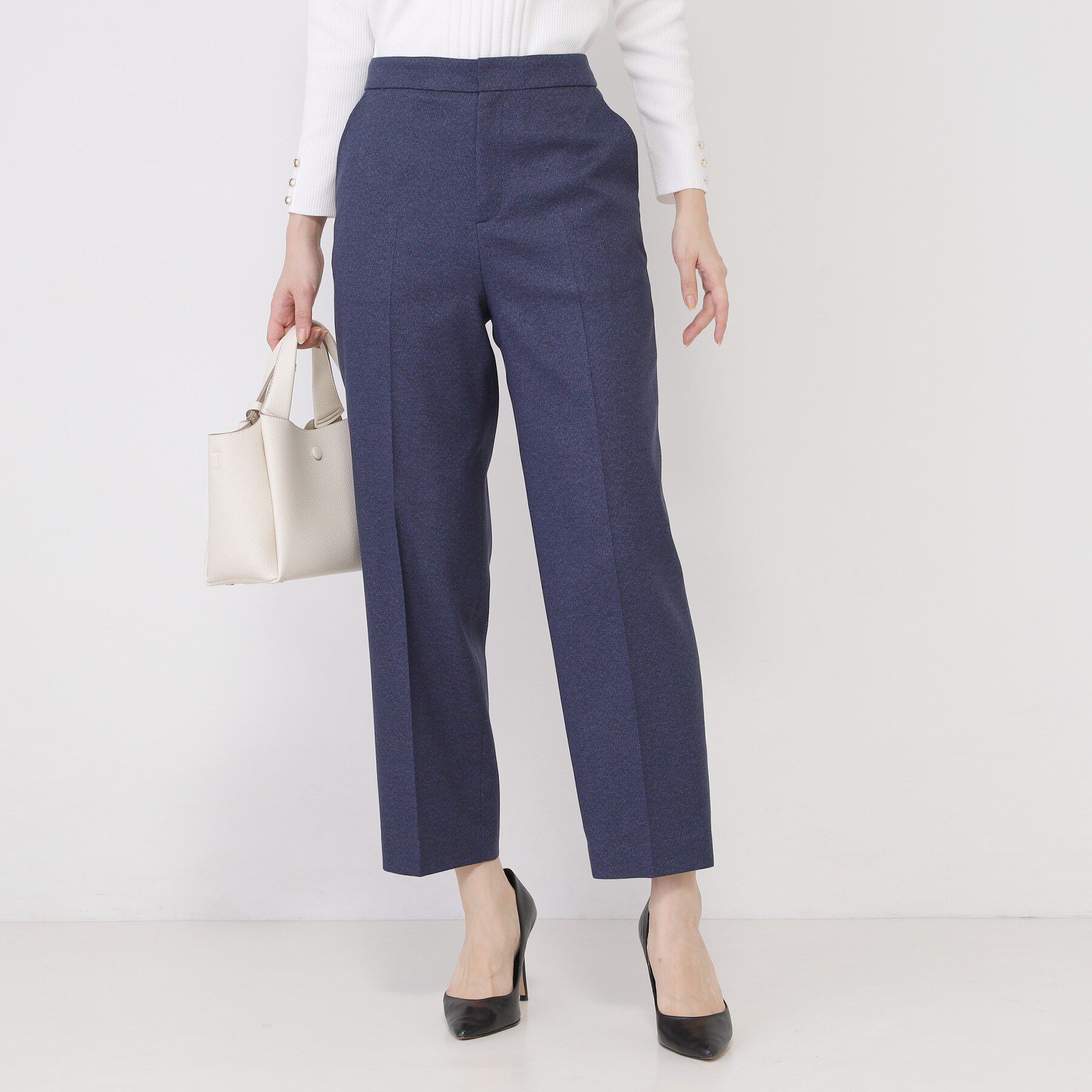 COUP DE CHANCE「【手洗い可／日本製／スーツ可】センタープレス入りテーパードパンツ」|その他|ネイビー(494)