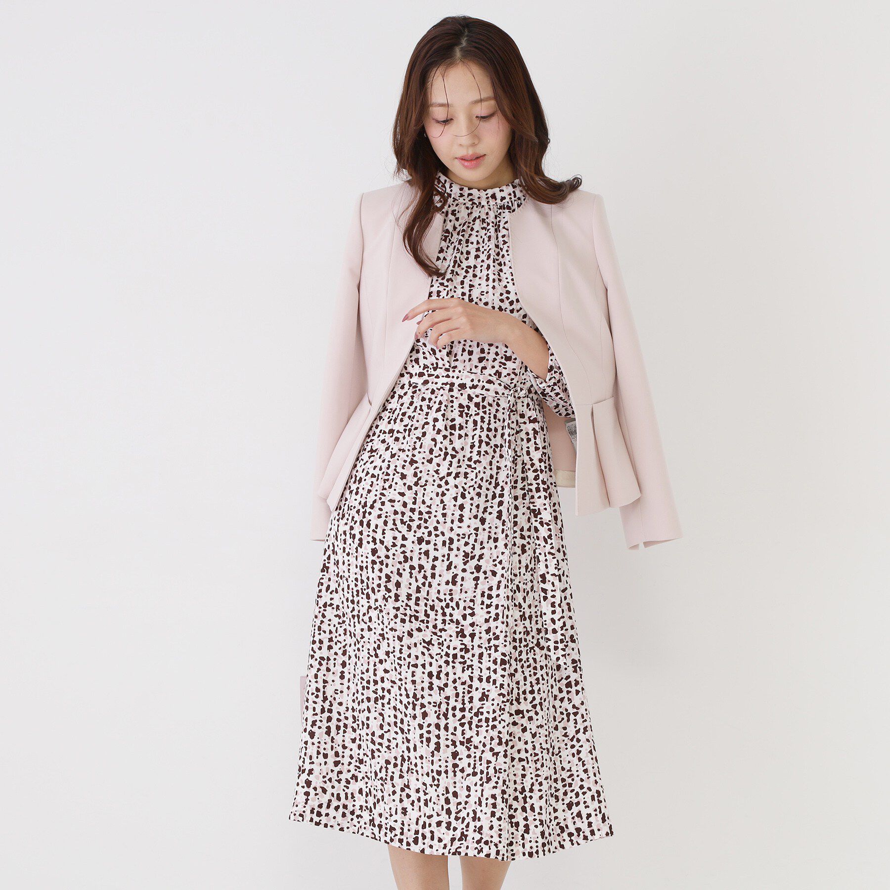 COUP DE CHANCE「【手洗い可／日本製】幾何柄エレガントワンピース」|ワンピース|ピンク(171)