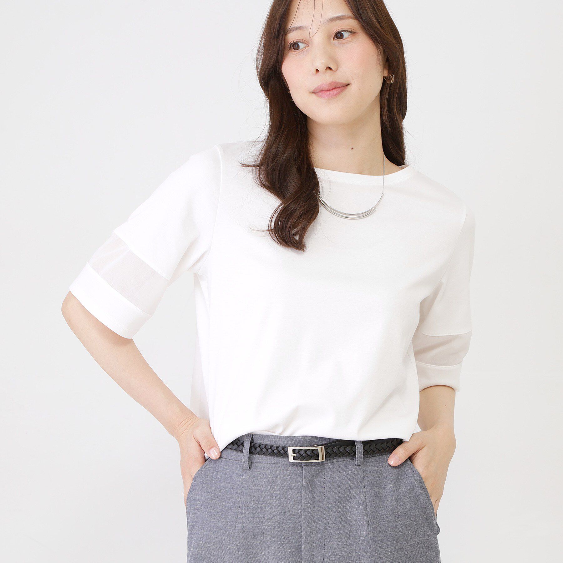 COUP DE CHANCE「【手洗い可／日本製】異素材ドッキングのプルオーバー」|Tシャツ・カットソー|