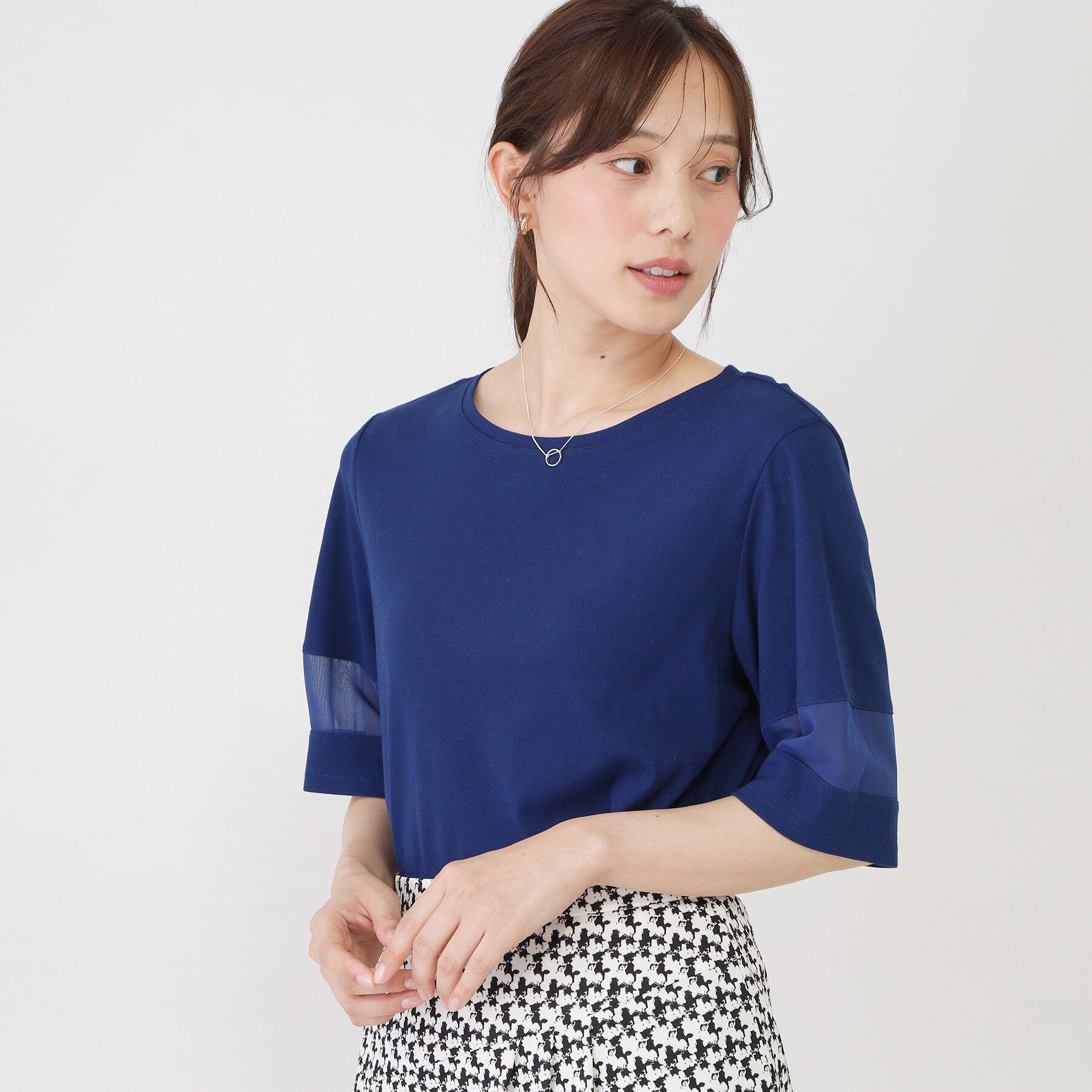 COUP DE CHANCE「【手洗い可／日本製】異素材ドッキングのプルオーバー」|Tシャツ・カットソー|