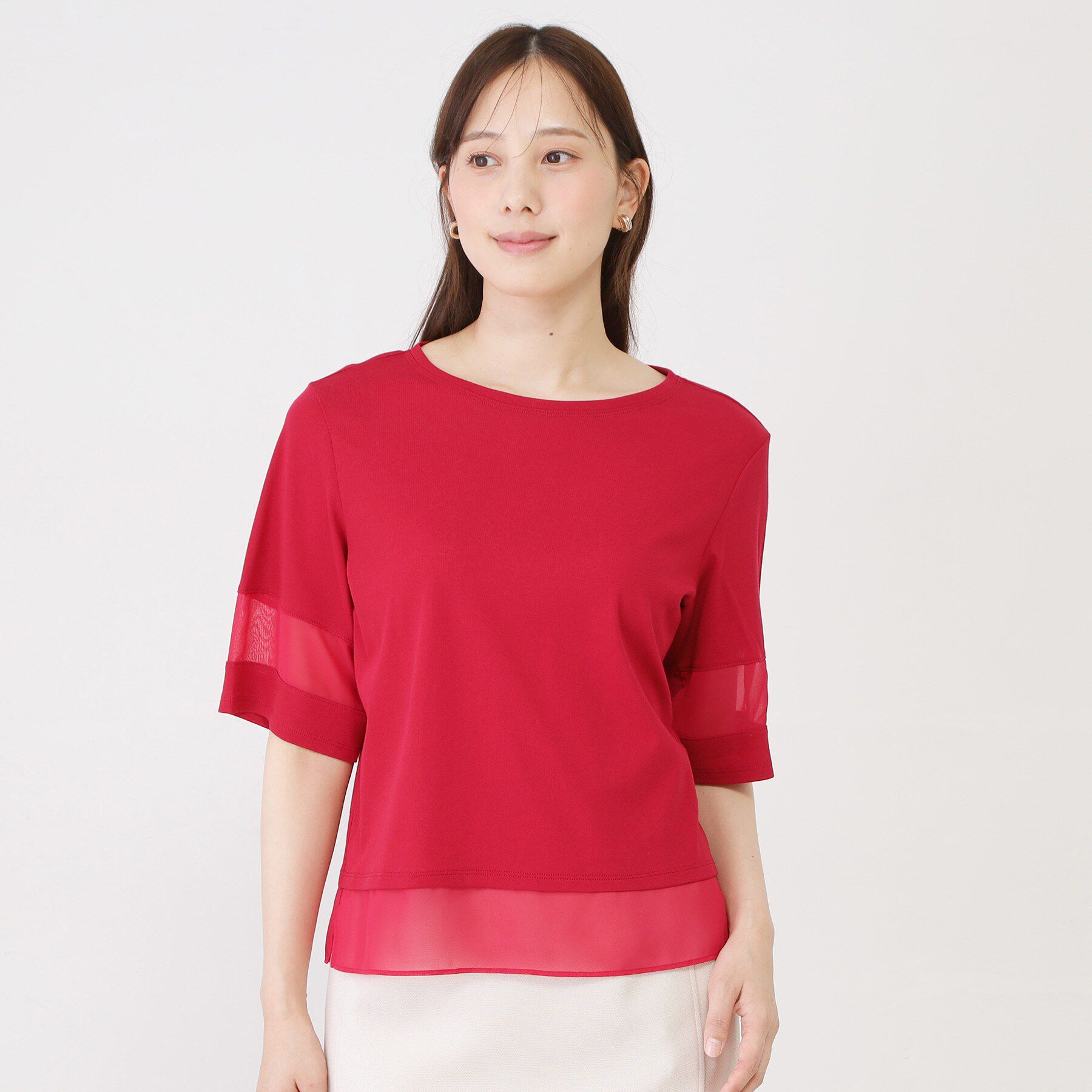 COUP DE CHANCE「【手洗い可／日本製】異素材ドッキングのプルオーバー」|Tシャツ・カットソー|