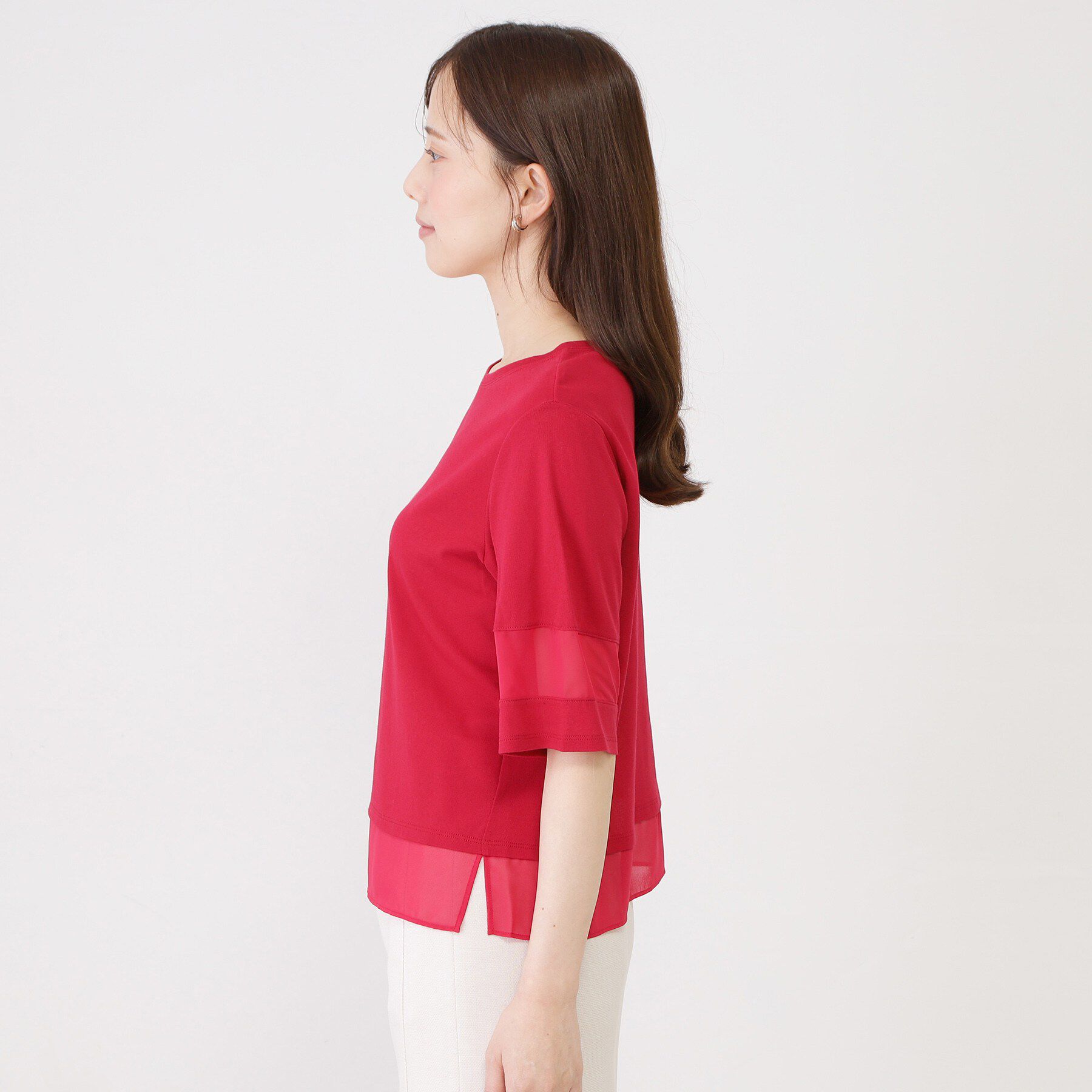 COUP DE CHANCE「【手洗い可／日本製】異素材ドッキングのプルオーバー」|Tシャツ・カットソー|