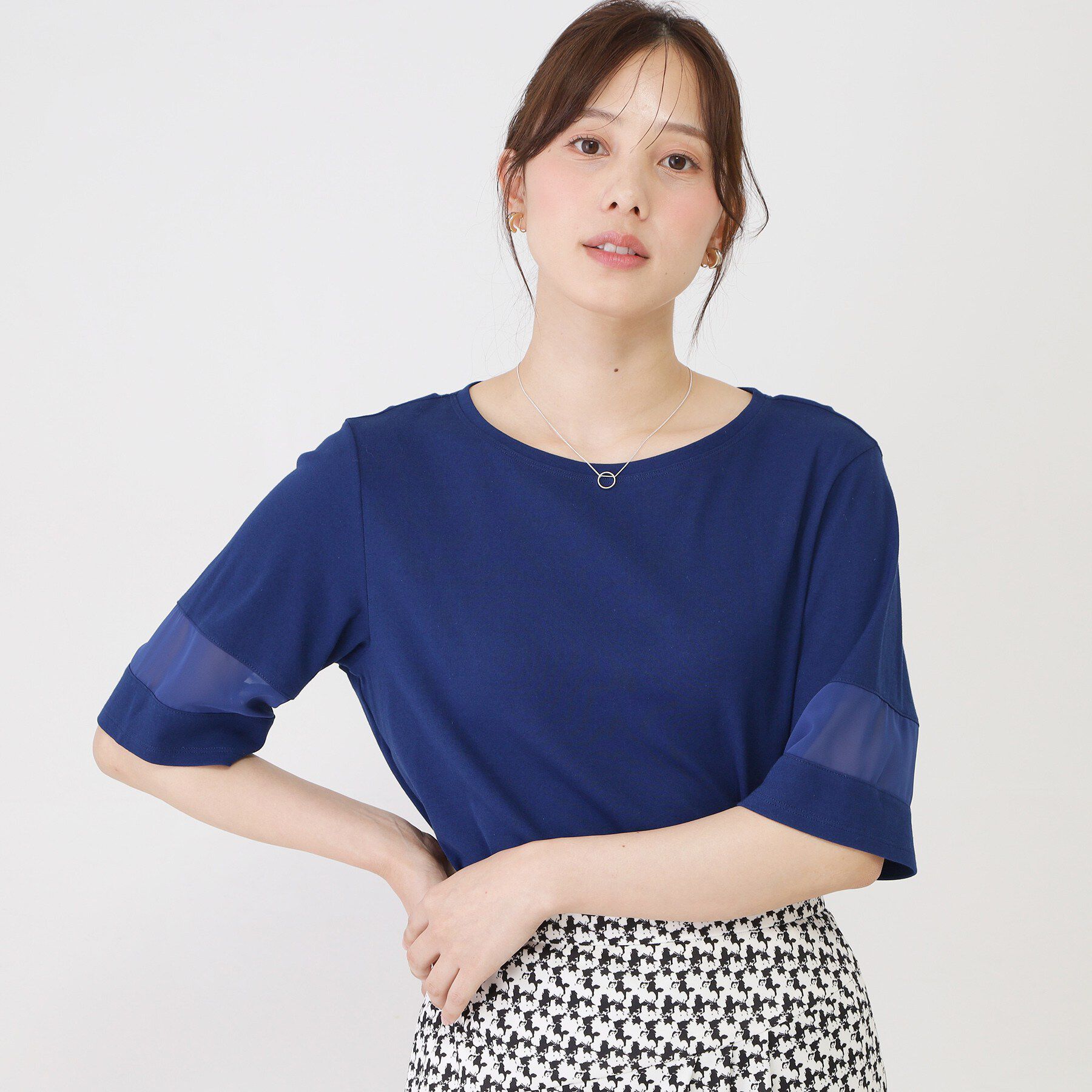 COUP DE CHANCE「【手洗い可／日本製】異素材ドッキングのプルオーバー」|Tシャツ・カットソー|