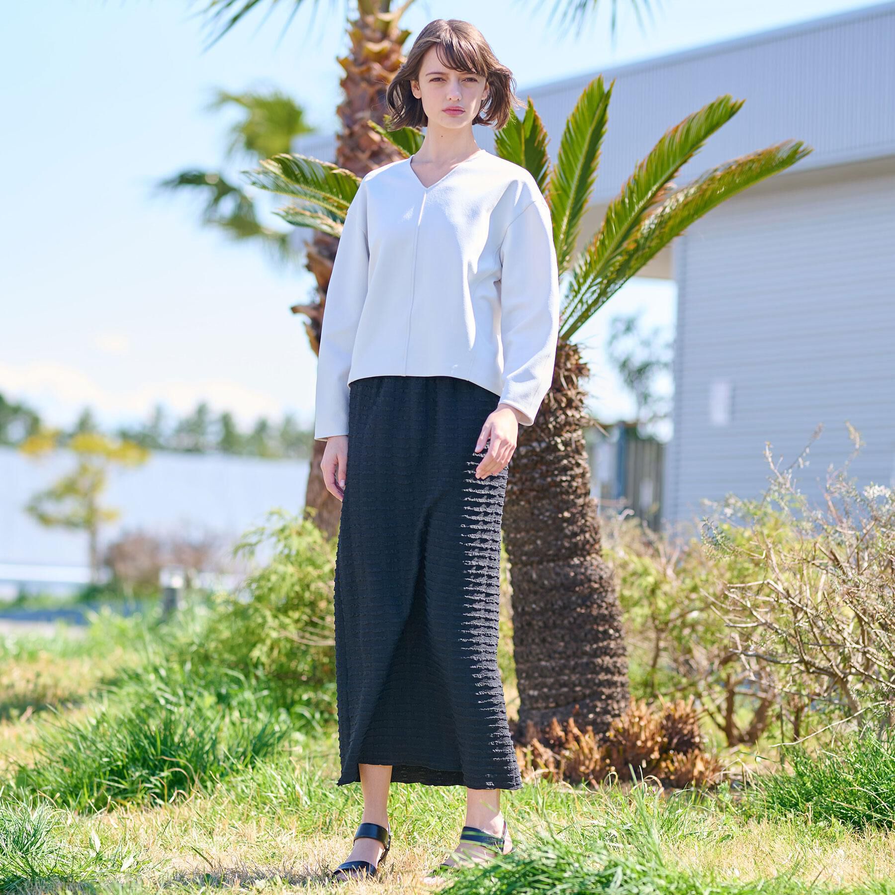 DRESSTERIOR「【洗える/イージーケア】Vネックジョーゼットプルオーバー」|Tシャツ・カットソー|