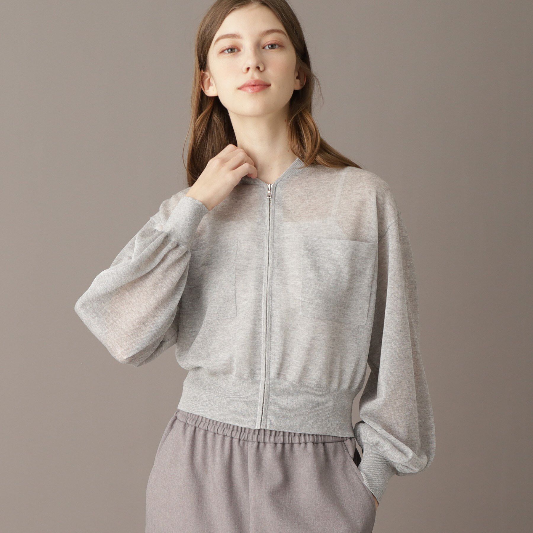 DRESSTERIOR「【洗える/清涼感】シアージップアップニットブルゾン」|ブルゾン・スタジャン|