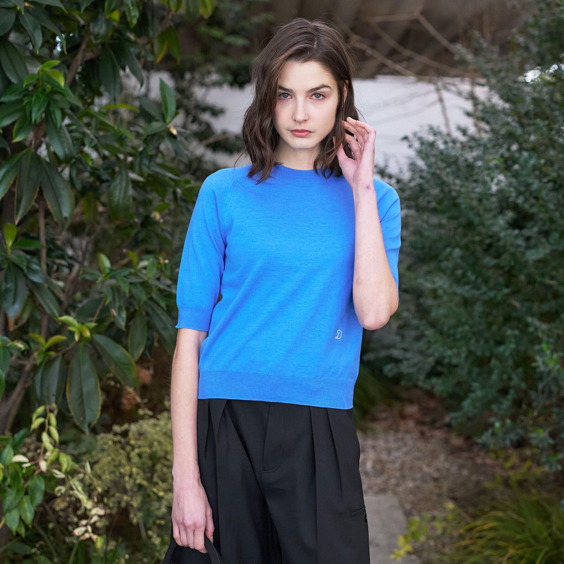 DRESSTERIOR「【ウォッシャブル】コットンシルクハーフスリーブニット」|ニット・セーター|