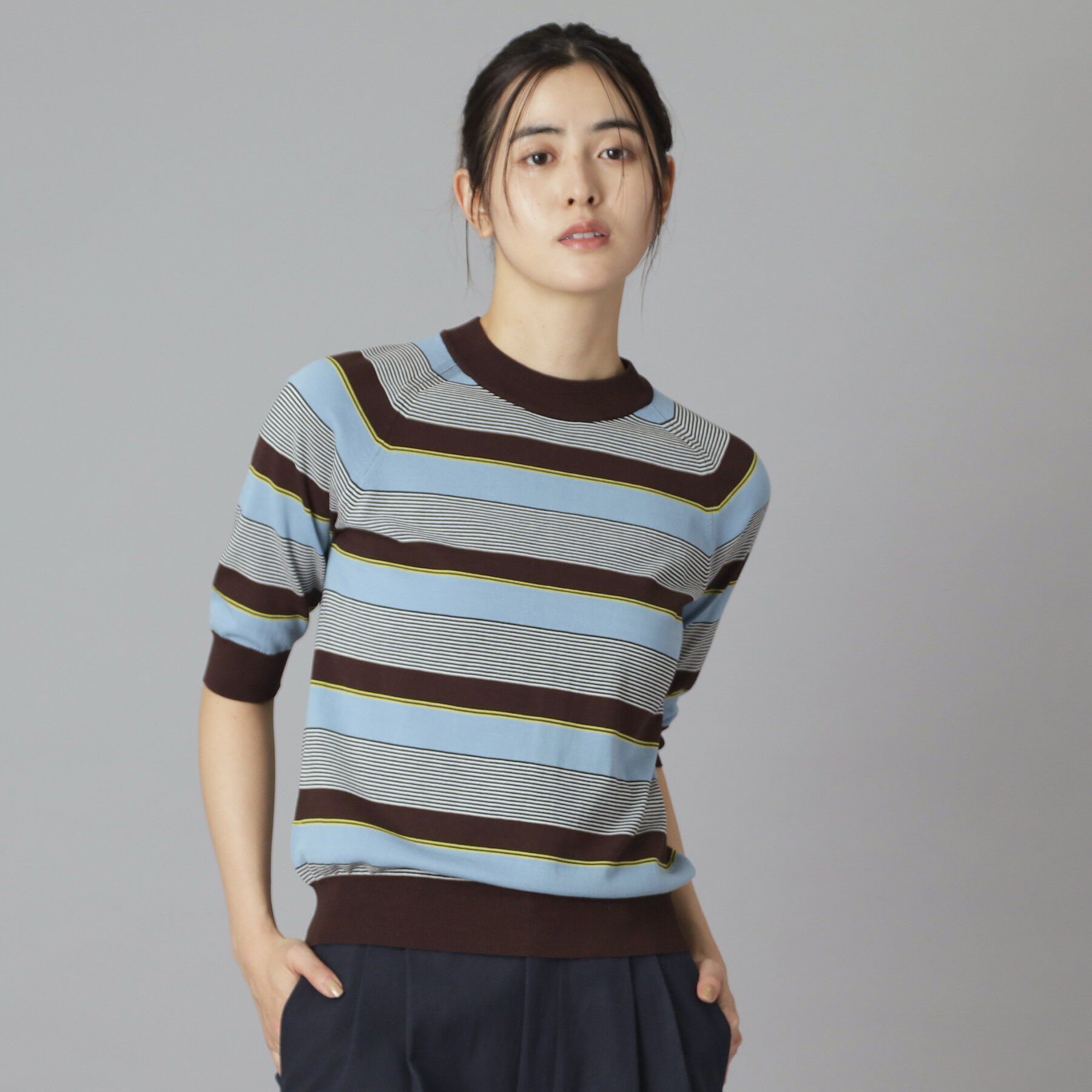 DRESSTERIOR「【otonaMUSE5月号掲載】コットンシルクマルチボーダーニット」|ニット・セーター|