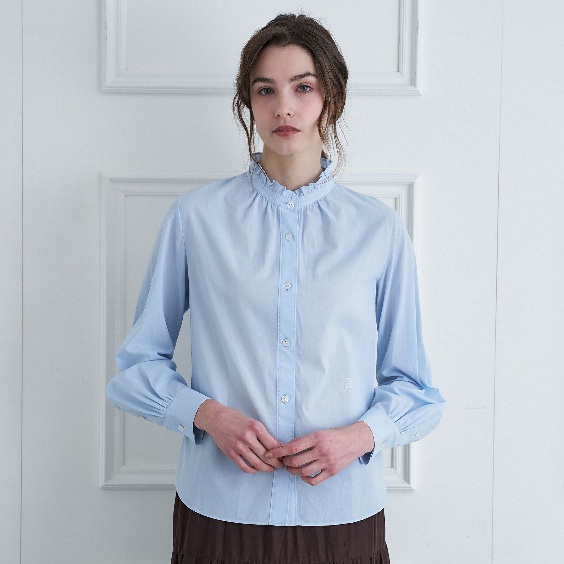 DRESSTERIOR「【ウォッシャブル/通勤】スタンドフリル ブラウス」|シャツ・ブラウス|