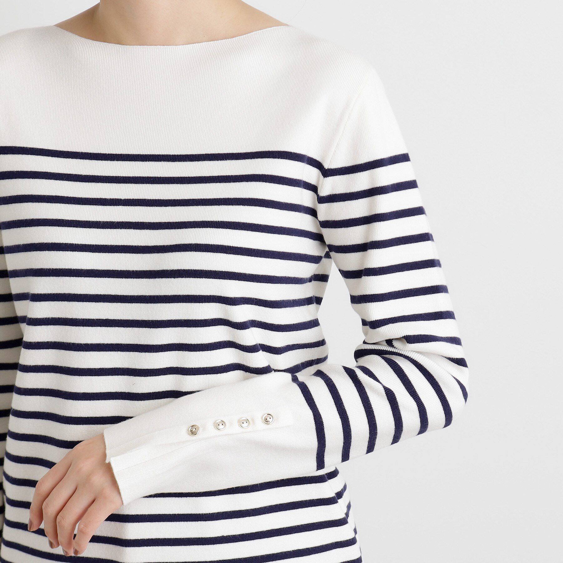 grove「総針袖口金ボタンニットロンT」|ニット・セーター|