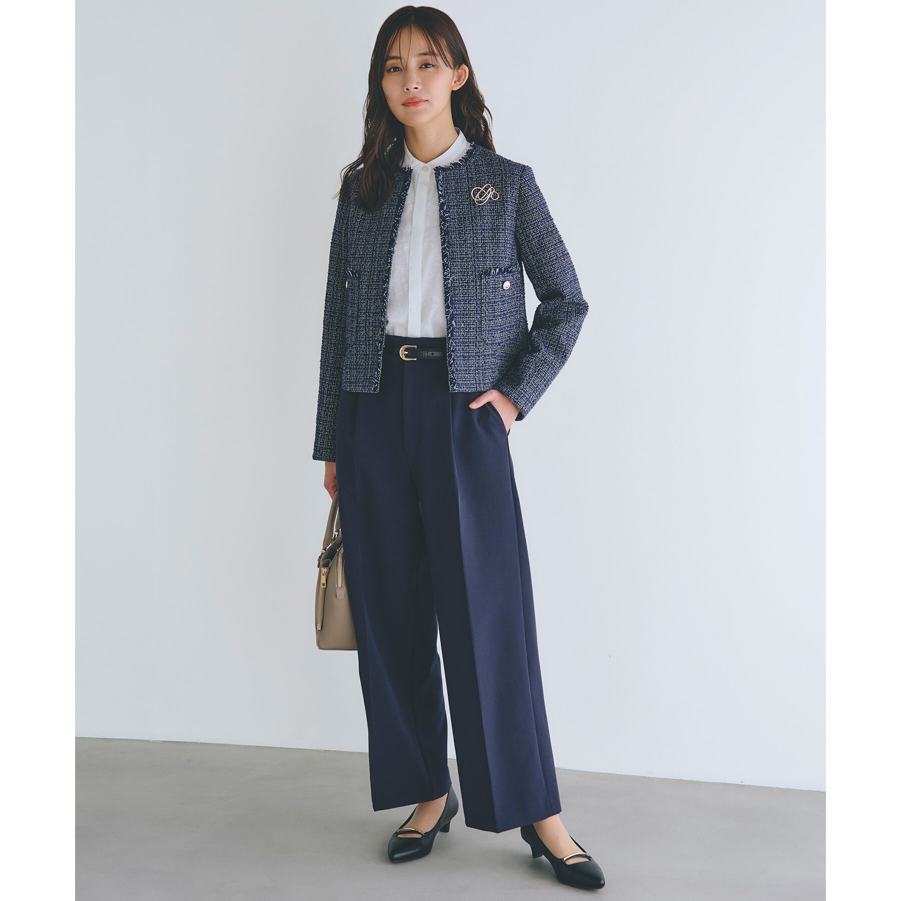 grove「【雑誌掲載】ツイードコンパクトジャケット」|ノーカラージャケット|