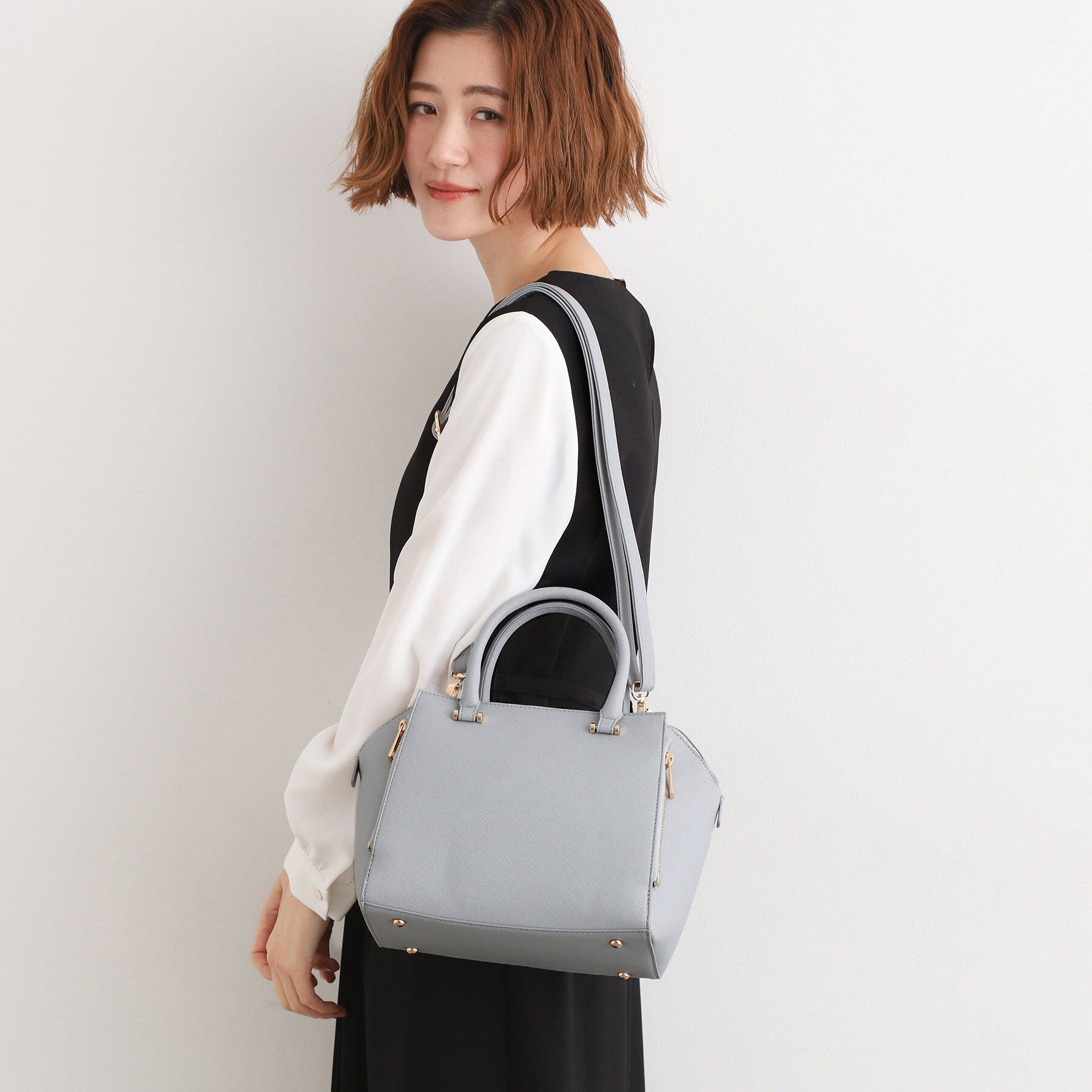 grove「【人間工学】タテZipバーハンドル2WAYトート」|トートバッグ|