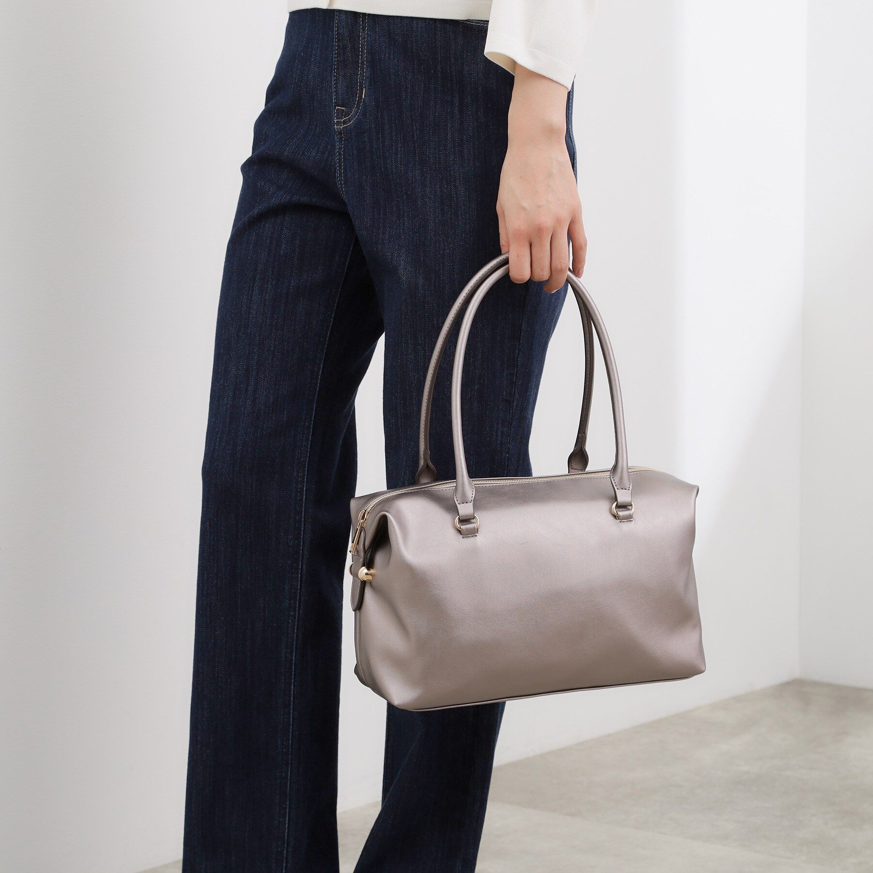 grove「ロングハンドルボストン」|ボストンバッグ|ブラックシルバー(0