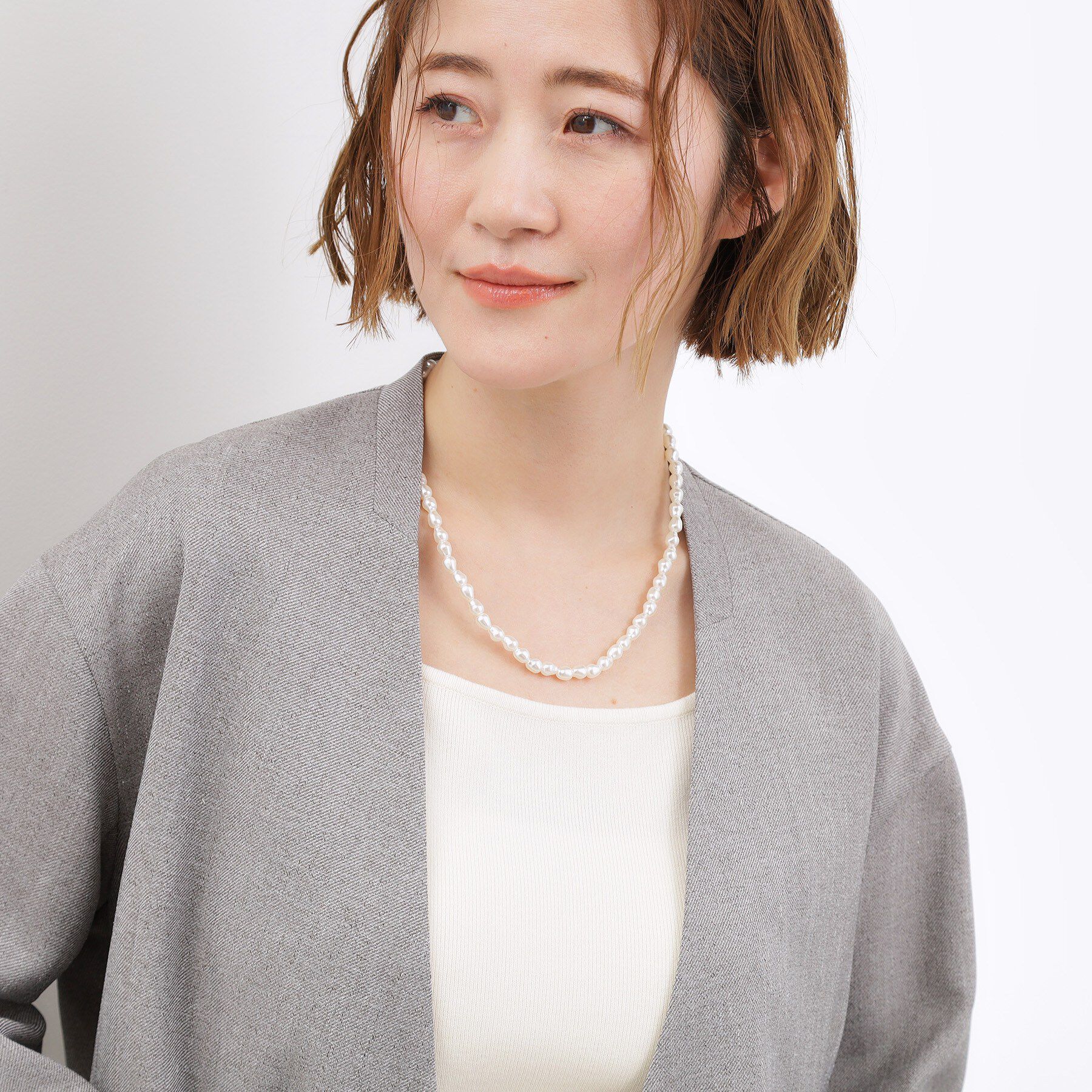 grove「バロックパール調メタルクラスプネックレス」|ネックレス|