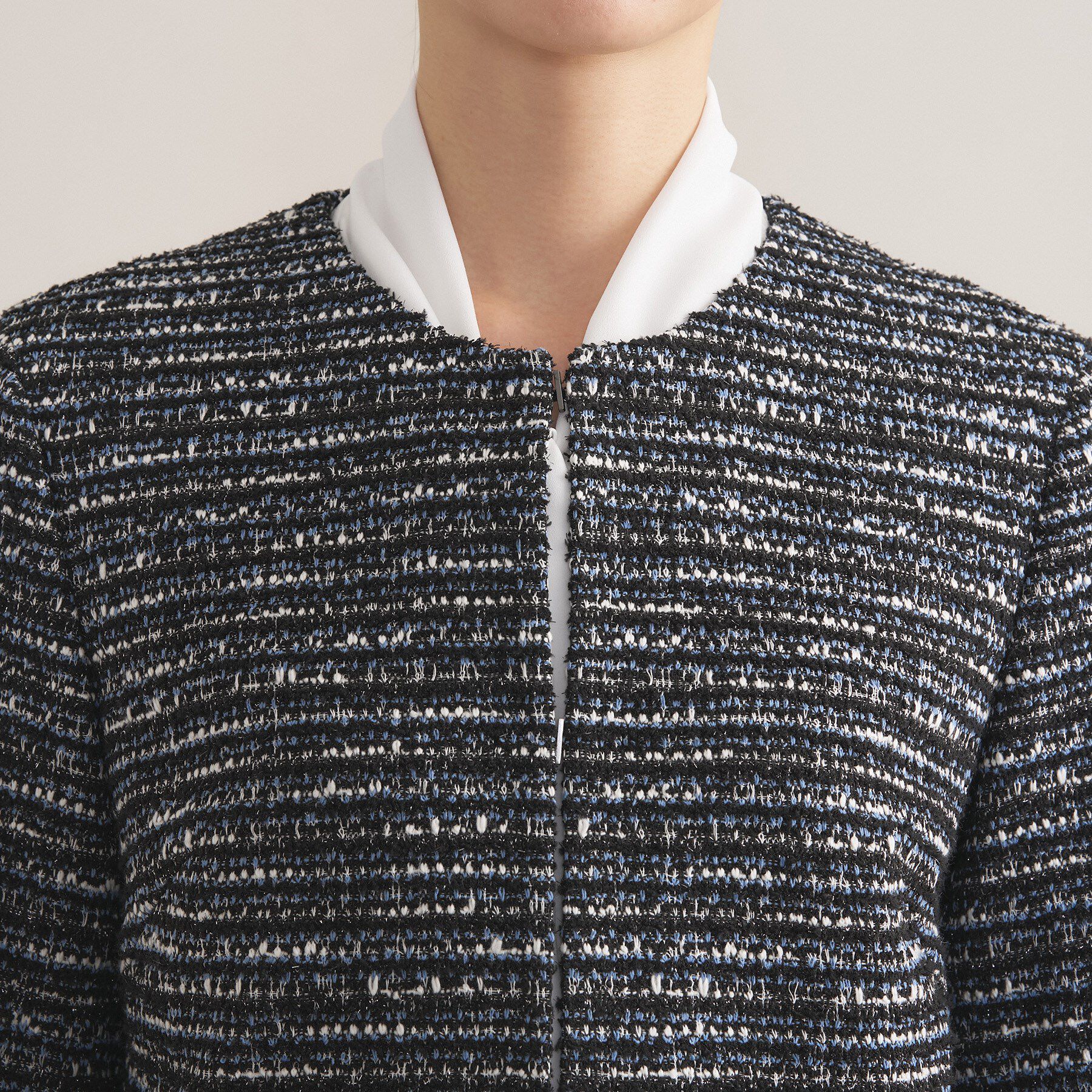 INDIVI「【セレモニー／洗える】ミックスツイードライトジャケット」|ノーカラージャケット|