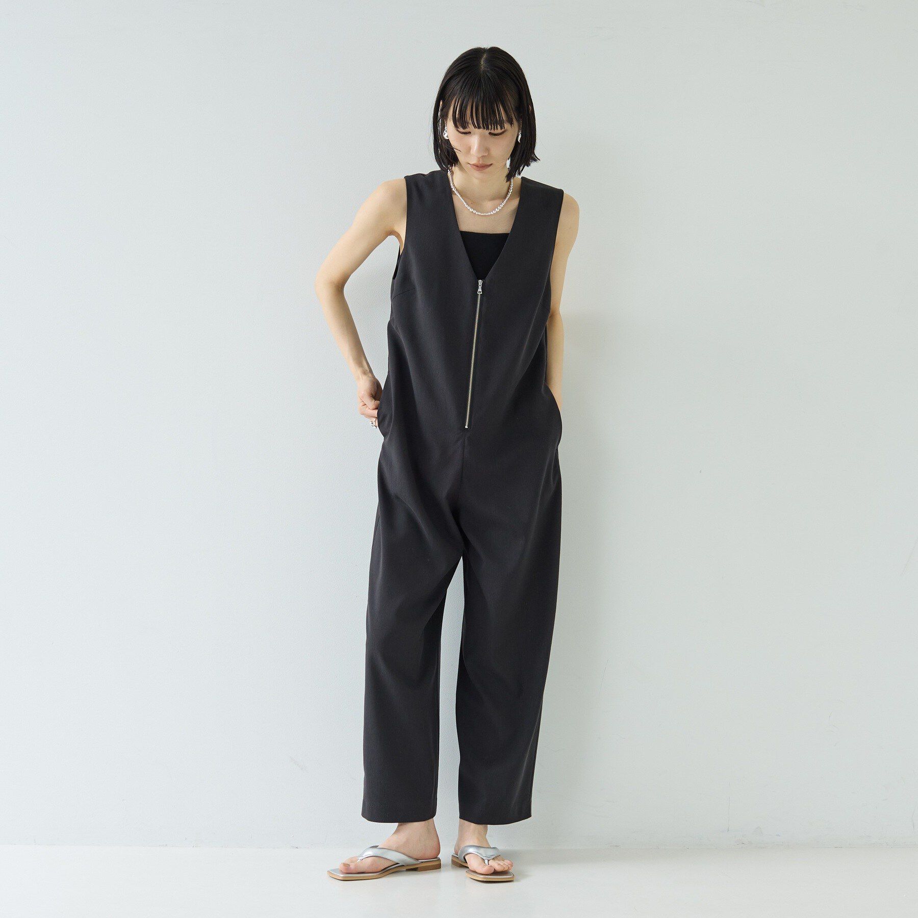 GALLEST「リネン混シアーサロペット」|オールインワン|