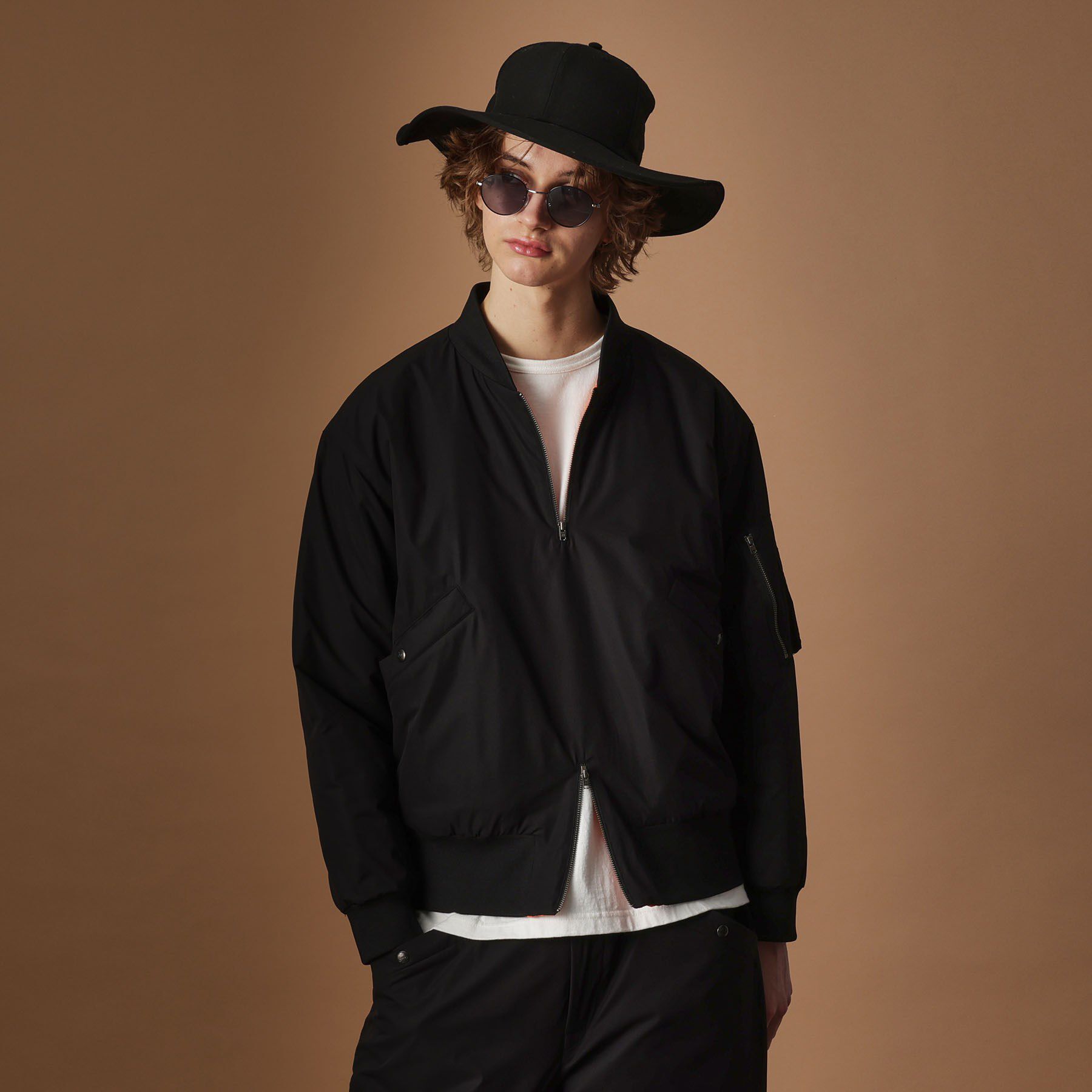 40CARATS&525「【Sサイズ～】MA－1風中わた入りプルオーバーブルゾン」|ブルゾン・スタジャン|ブラック(019)