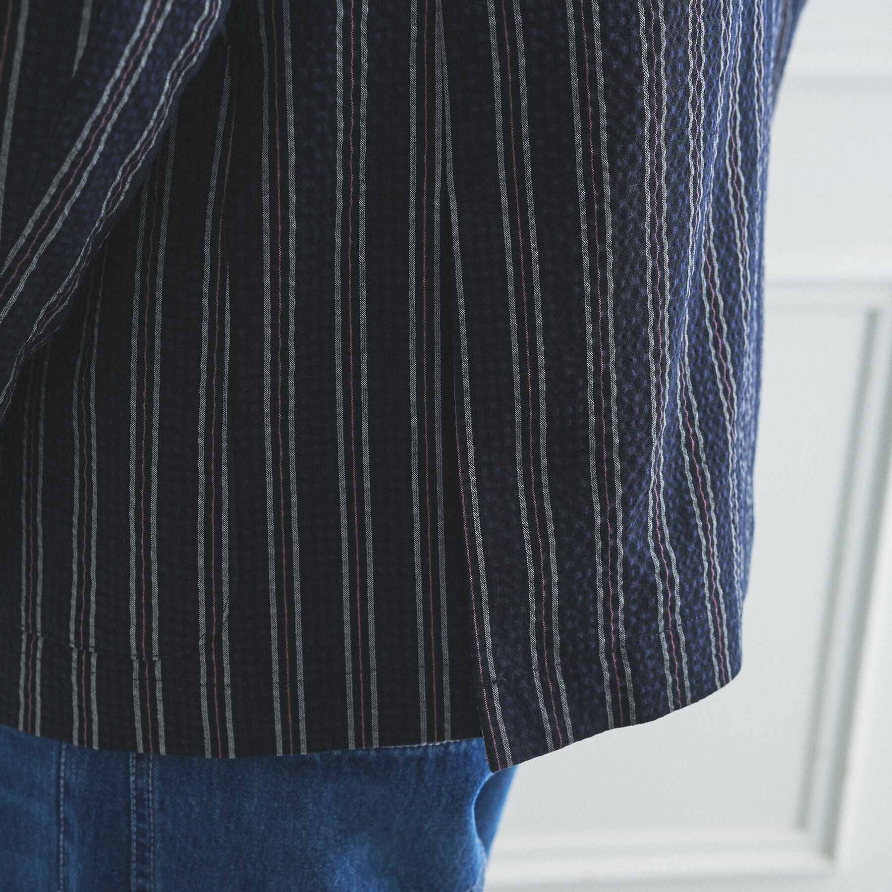 TAKEO KIKUCHI「【BOWLER HAT LABEL】サッカーストライプ ダブルジャケット」|テーラードジャケット|