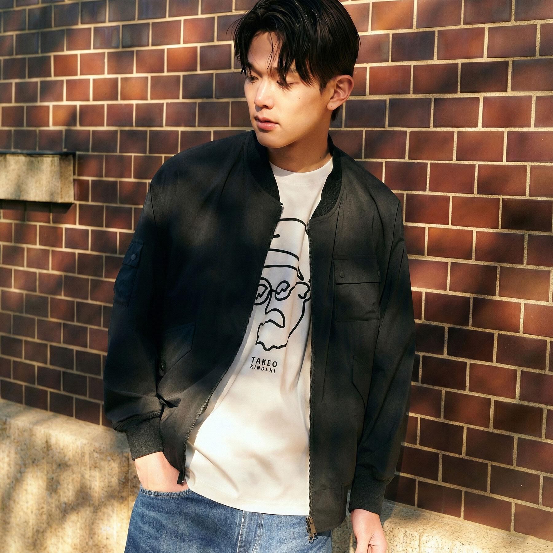 TAKEO KIKUCHI「【BOWLER HAT LABEL】撥水 MA－1ブルゾン」|ブルゾン・スタジャン|ブラック(019)