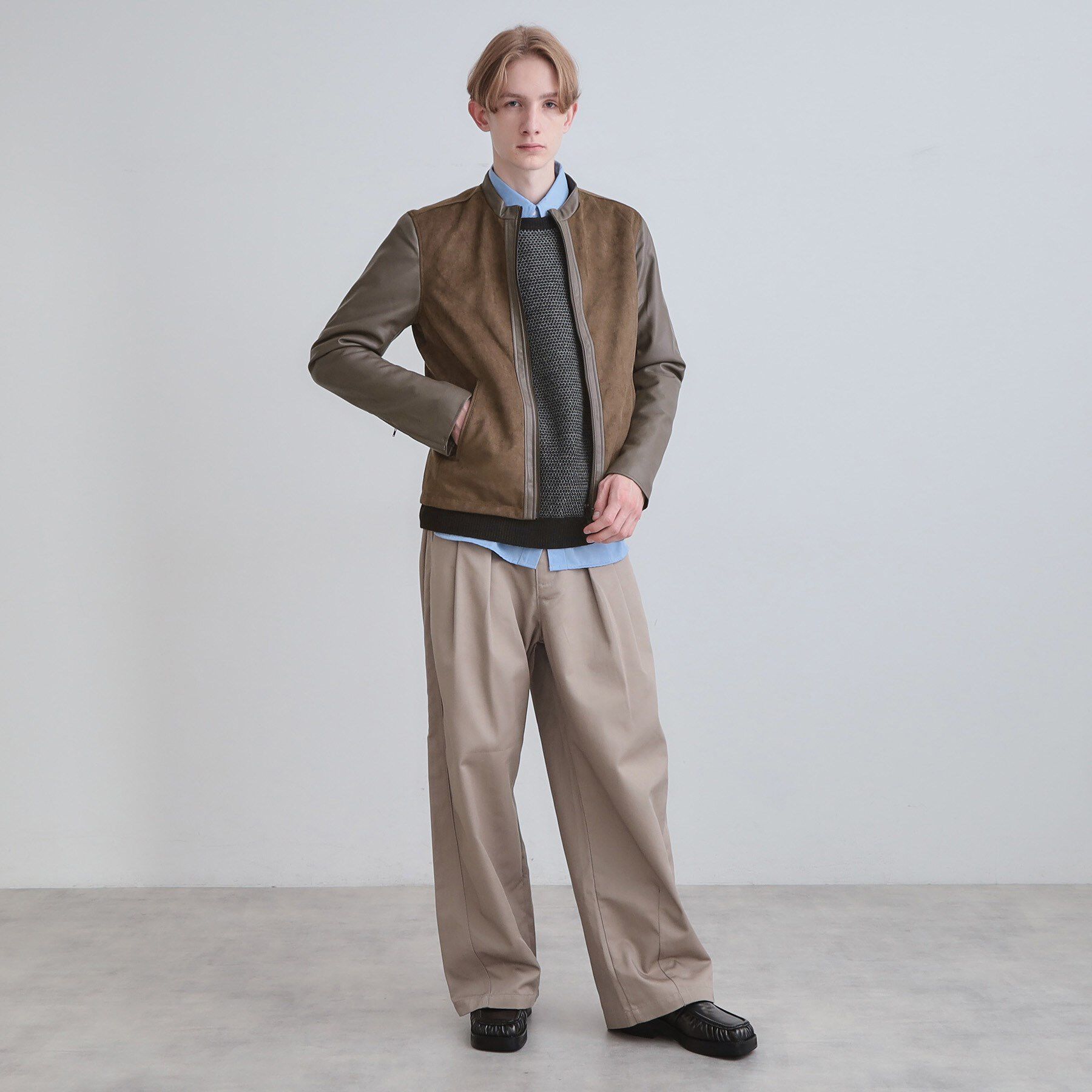 tk.TAKEO KIKUCHI「シングルレザー調ブルゾン」|ブルゾン・スタジャン|