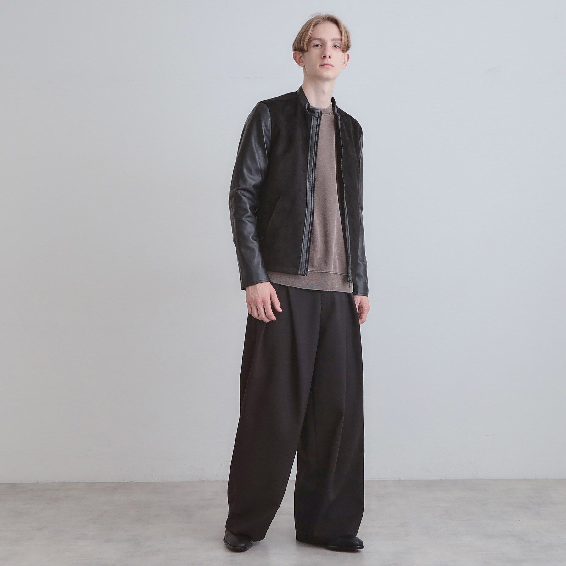 tk.TAKEO KIKUCHI「シングルレザー調ブルゾン」|ブルゾン・スタジャン|