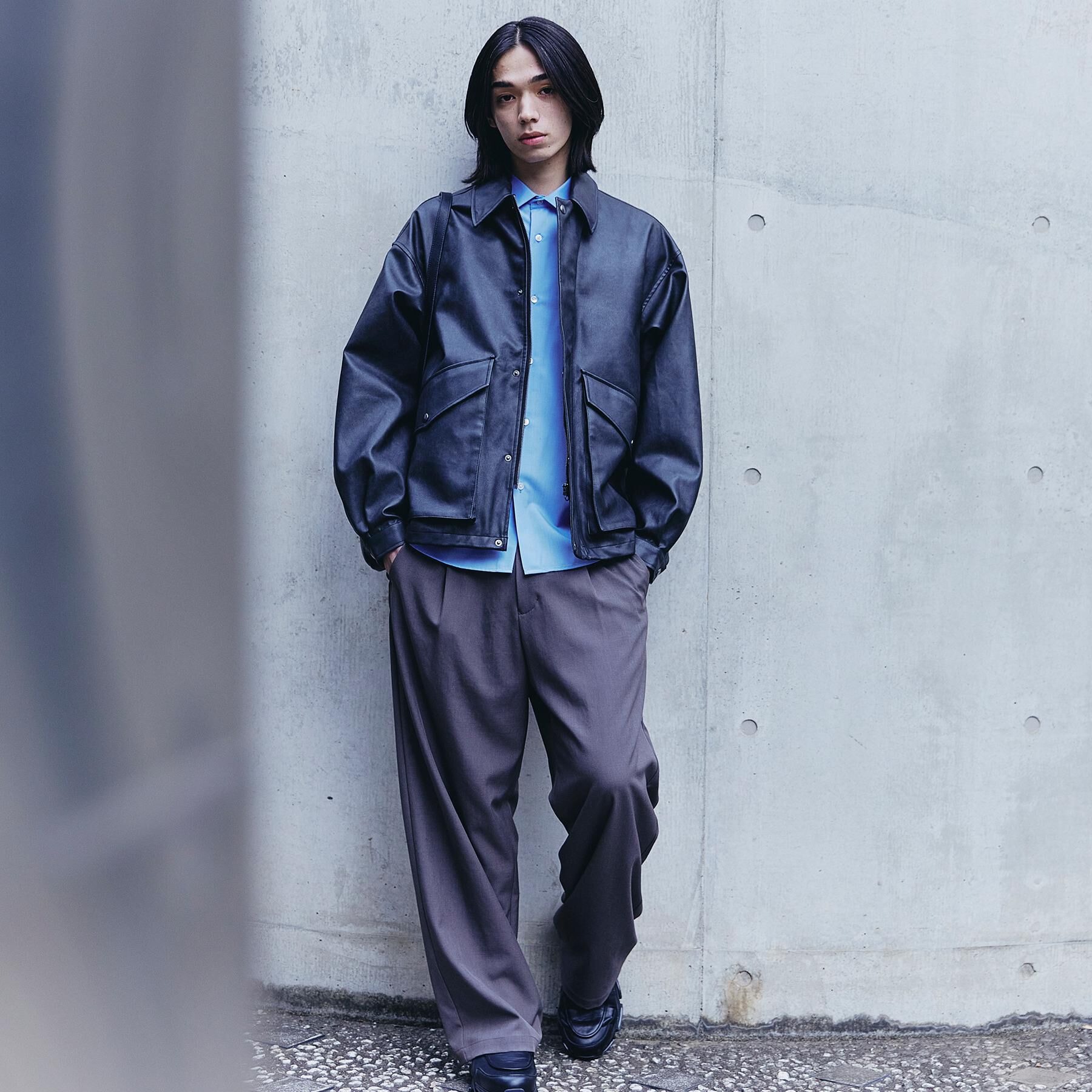 tk.TAKEO KIKUCHI「シンセティックレザーフライトジャケット」|ブルゾン・スタジャン|