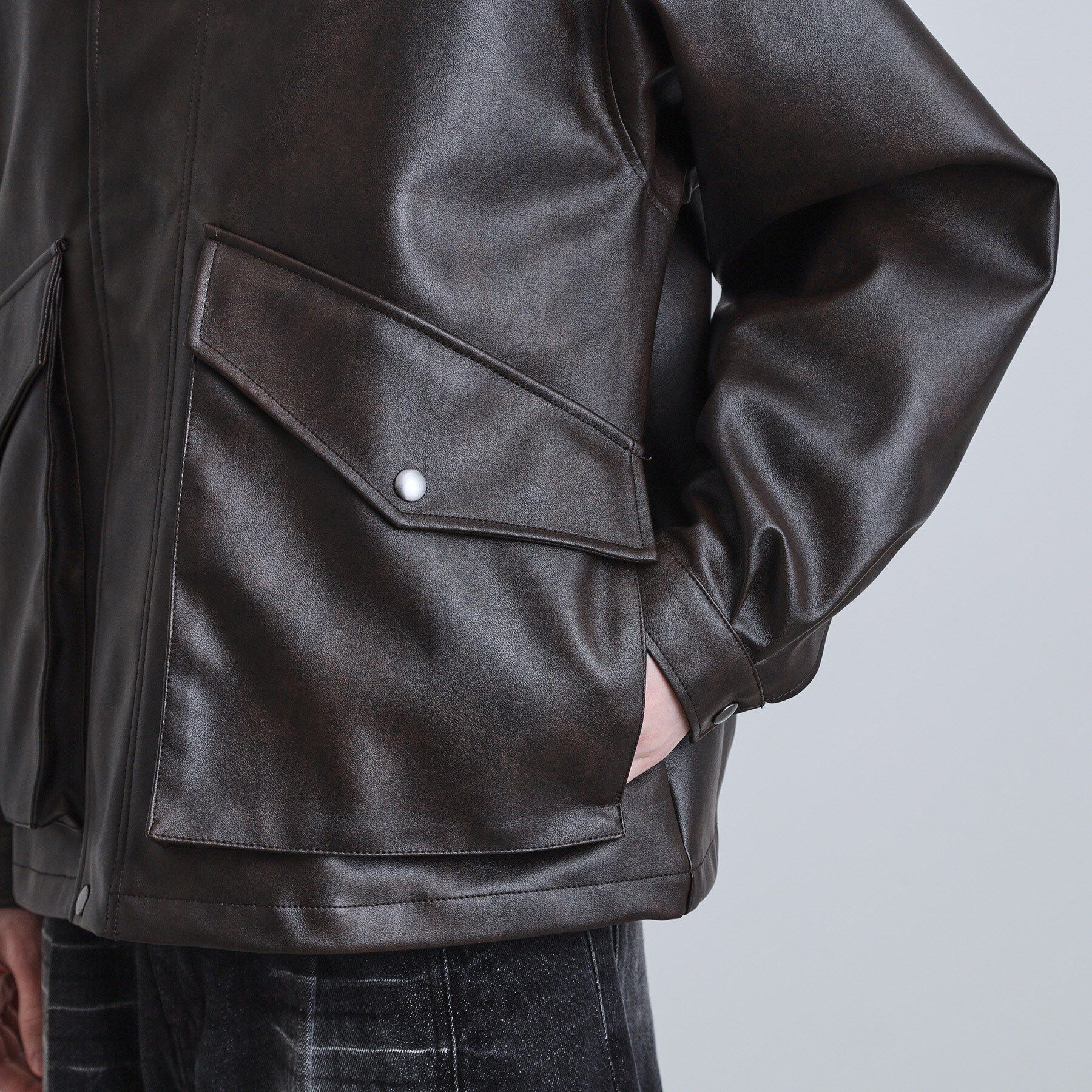 tk.TAKEO KIKUCHI「シンセティックレザーフライトジャケット」|ブルゾン・スタジャン|