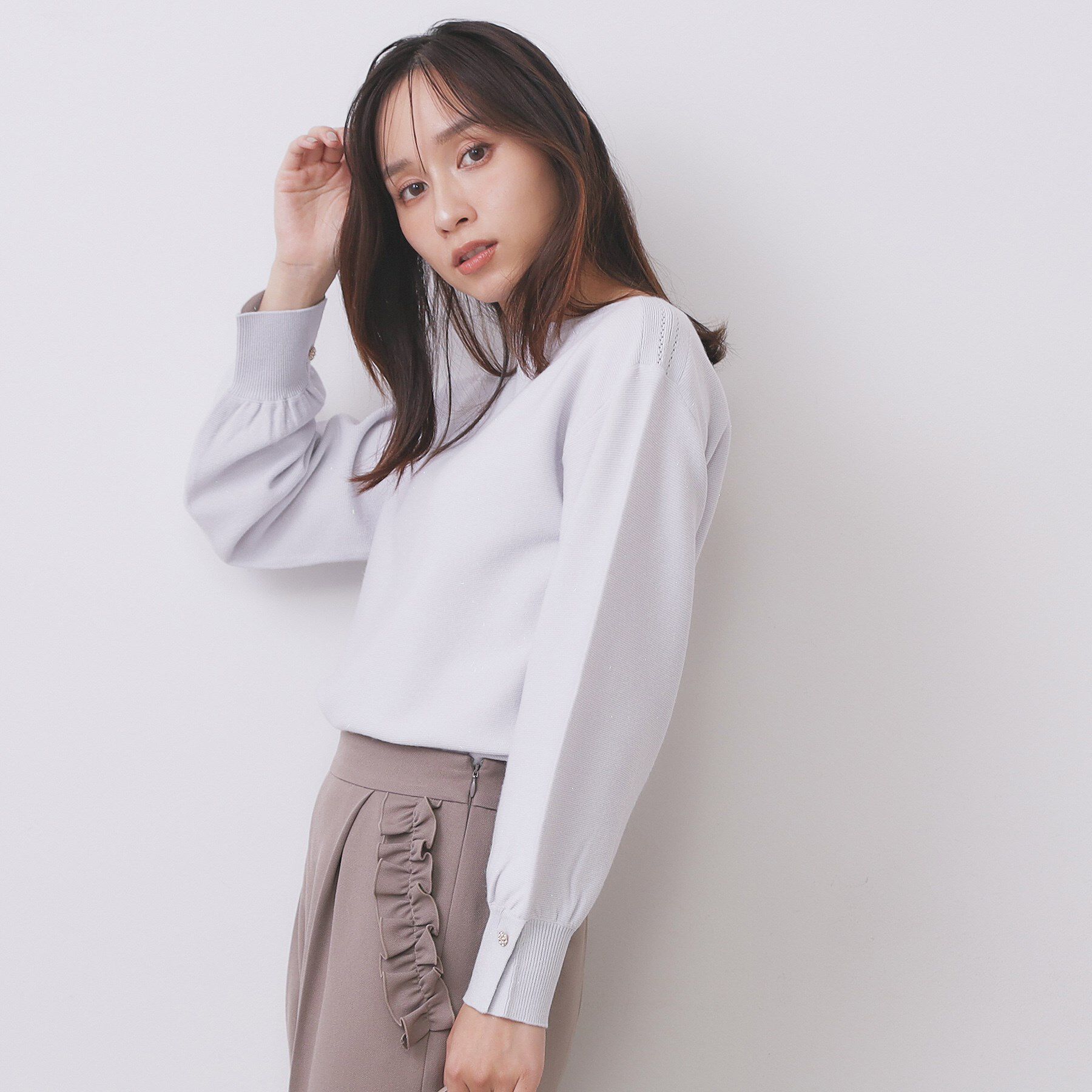 index「ラメガーター編みボートネックニット【洗濯機OK】《8col/XS～LL》」|ニット・セーター|