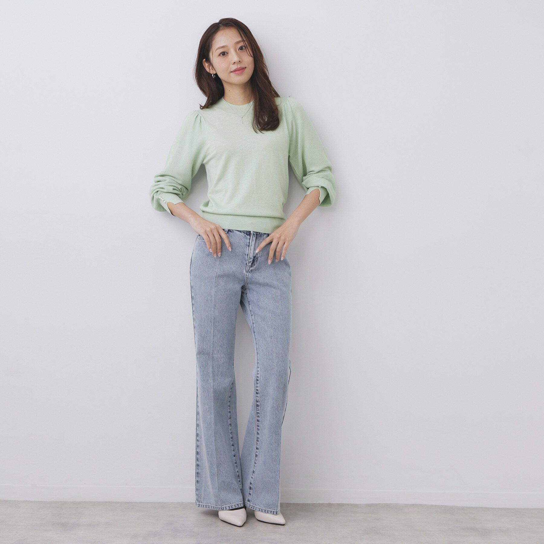 index「柄編みスリーブハイネックニット【洗濯機OK】」|ニット・セーター|