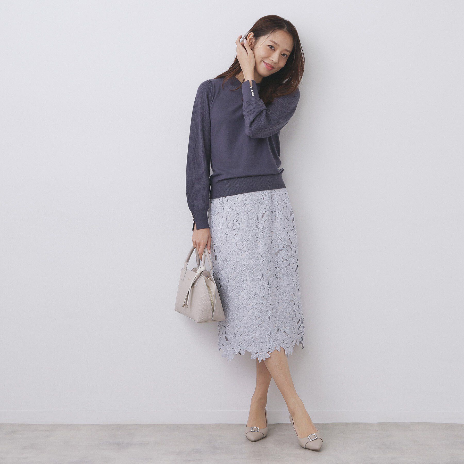 index「柄編みスリーブハイネックニット【洗濯機OK】」|ニット・セーター|