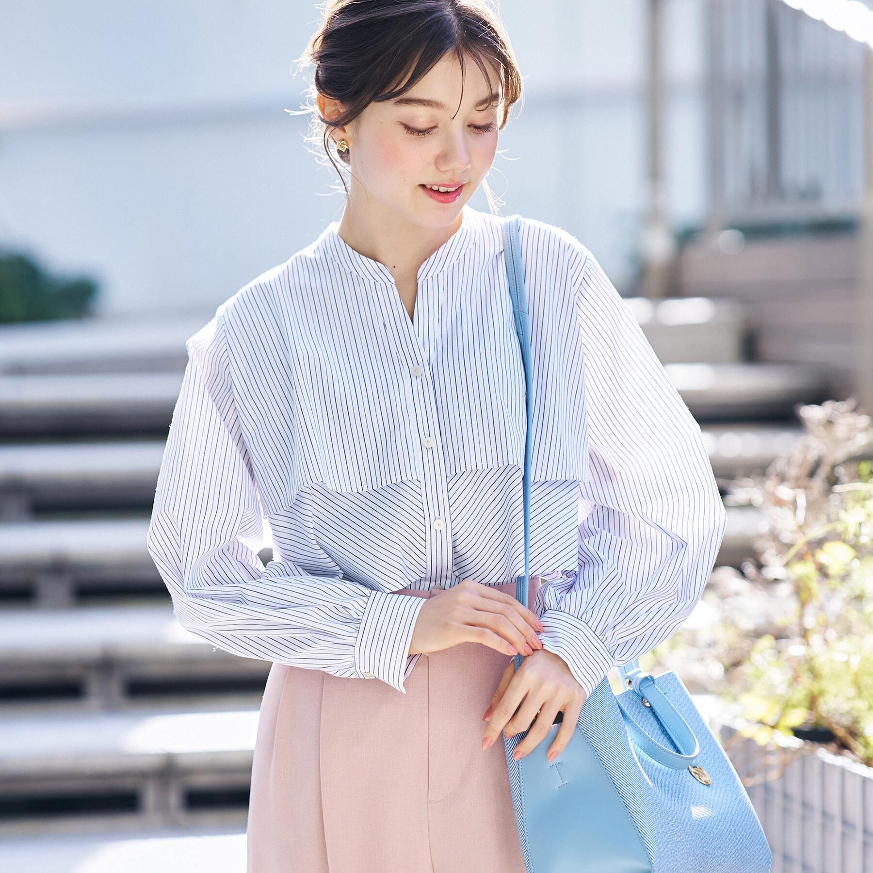 index「フリルキーネックシャツ【洗濯機OK/イージーアイロン/防シワ】《XS～LL/7col》」|シャツ・ブラウス|