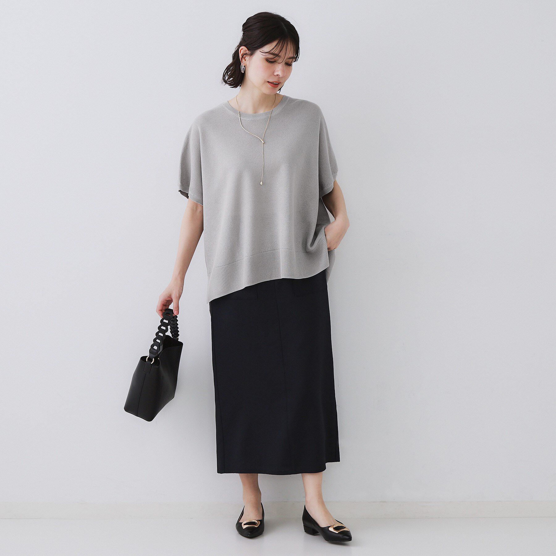 OPAQUE.CLIP「《5色展開/S-LLサイズ》リラクシーメッシュニット【洗濯機洗い可】」|ニット・セーター|