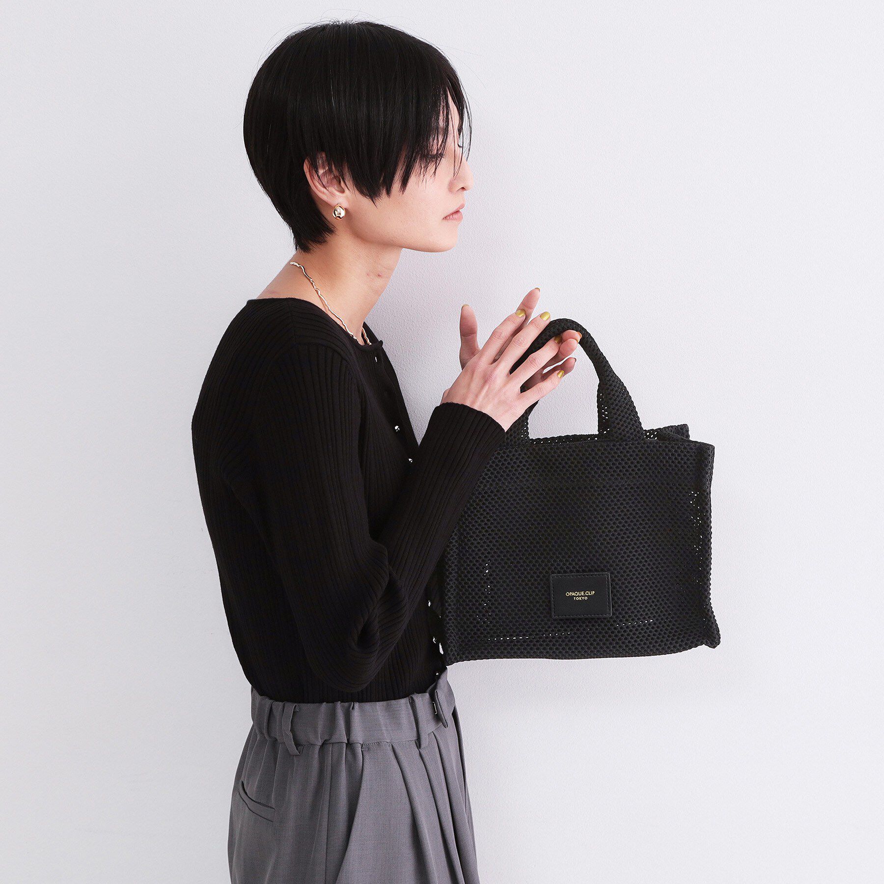 OPAQUE.CLIP「メッシュスクエアミドルトートバッグ【2WAY】」|トートバッグ|